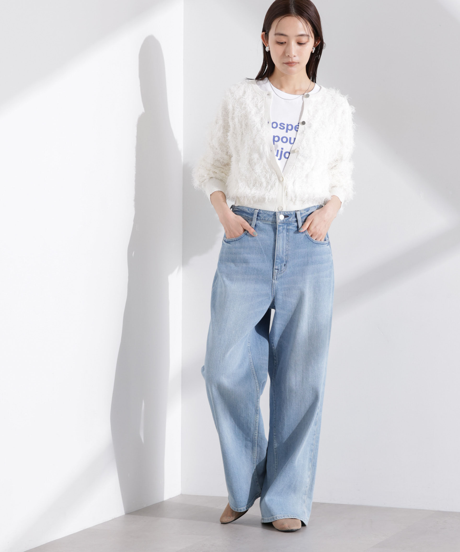 nano･universe「フリンジニットクルーネックカーディガン」|ニット・セーター|