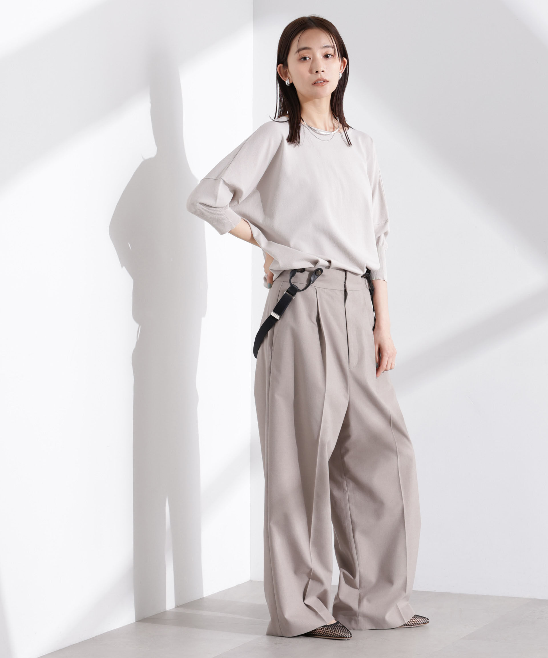 nano･universe「洗濯機洗い可UVカット接触冷感ワイドニットプルオーバー」|ニット・セーター|