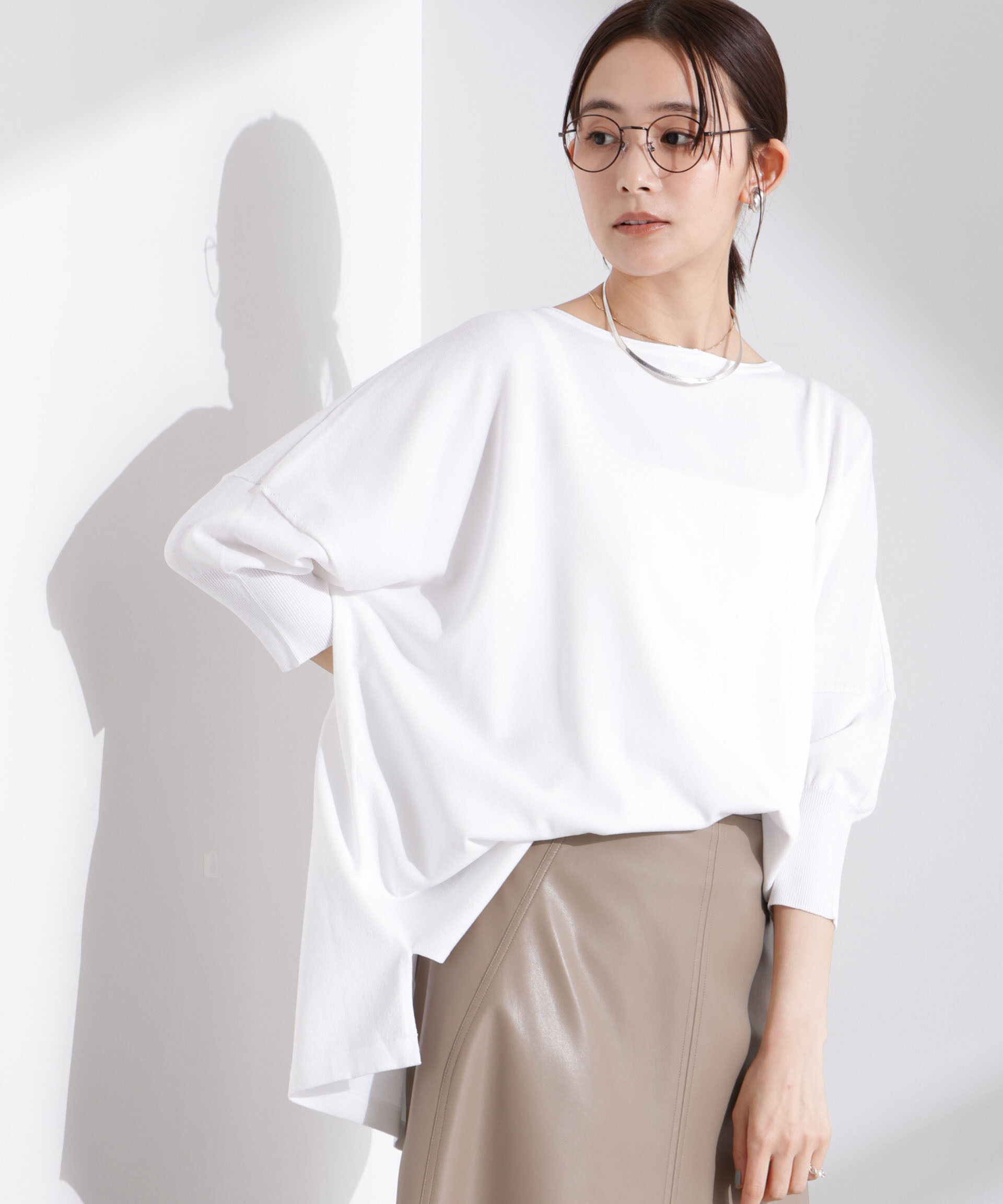 nano･universe「洗濯機洗い可UVカット接触冷感ワイドニットプルオーバー」|ニット・セーター|