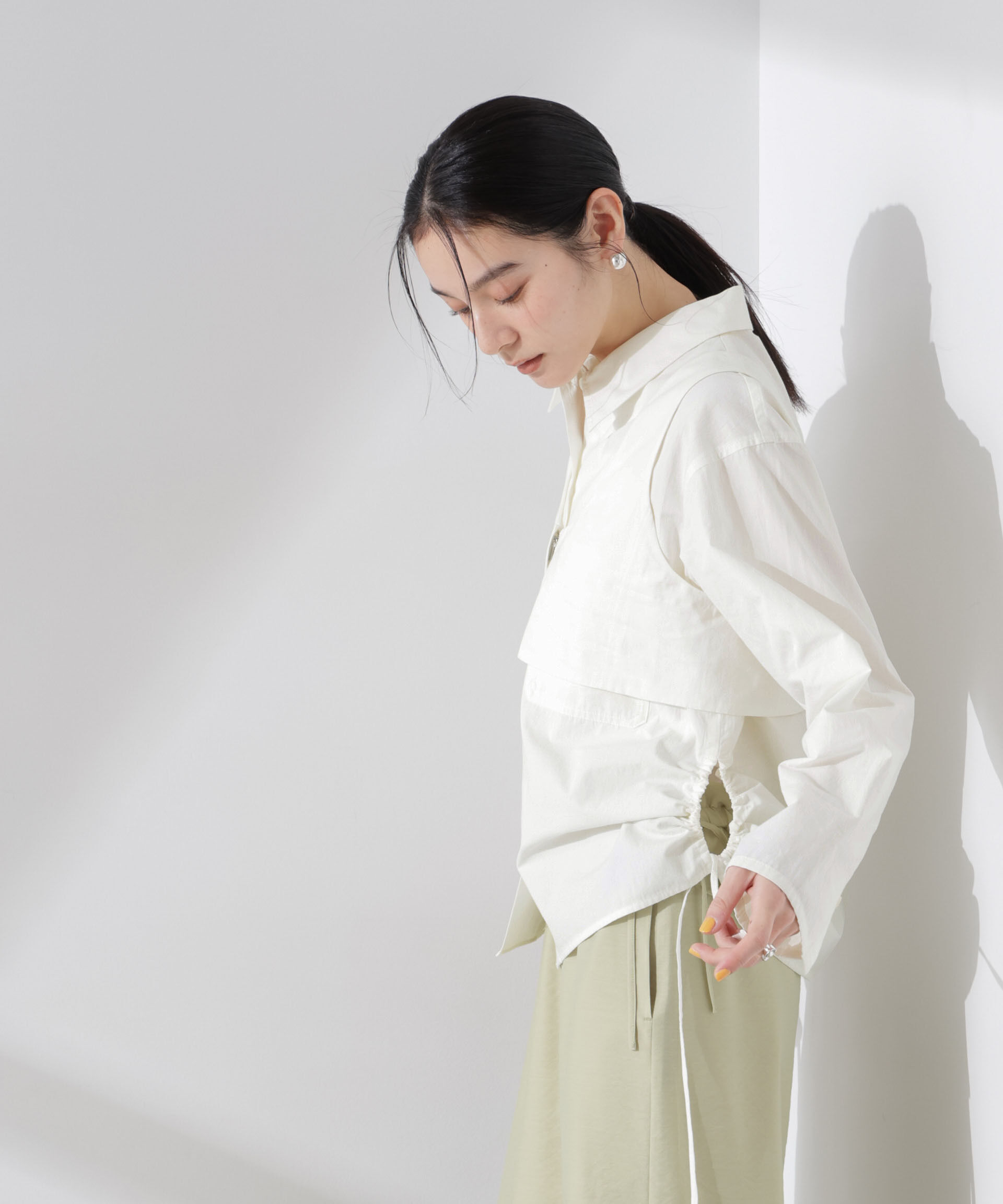 nano･universe「ビスチェセットドロストワイドコットンシャツ」|シャツ・ブラウス|