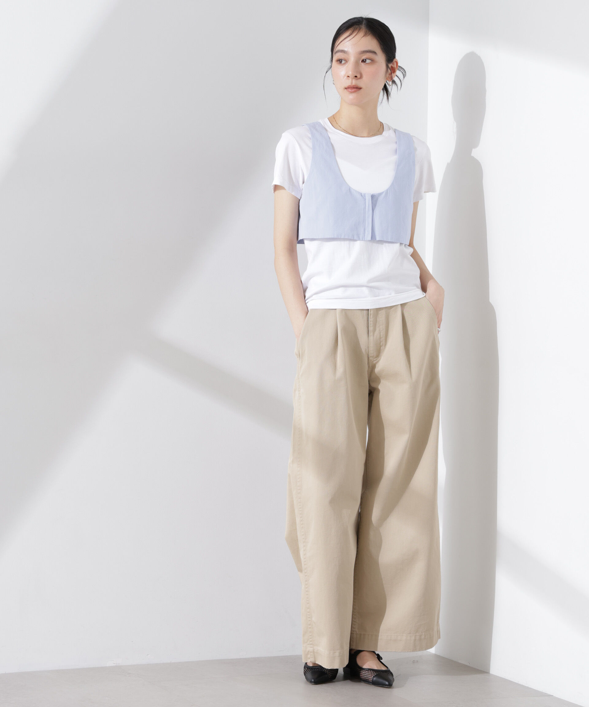 nano･universe「ビスチェセットドロストワイドコットンシャツ」|シャツ・ブラウス|