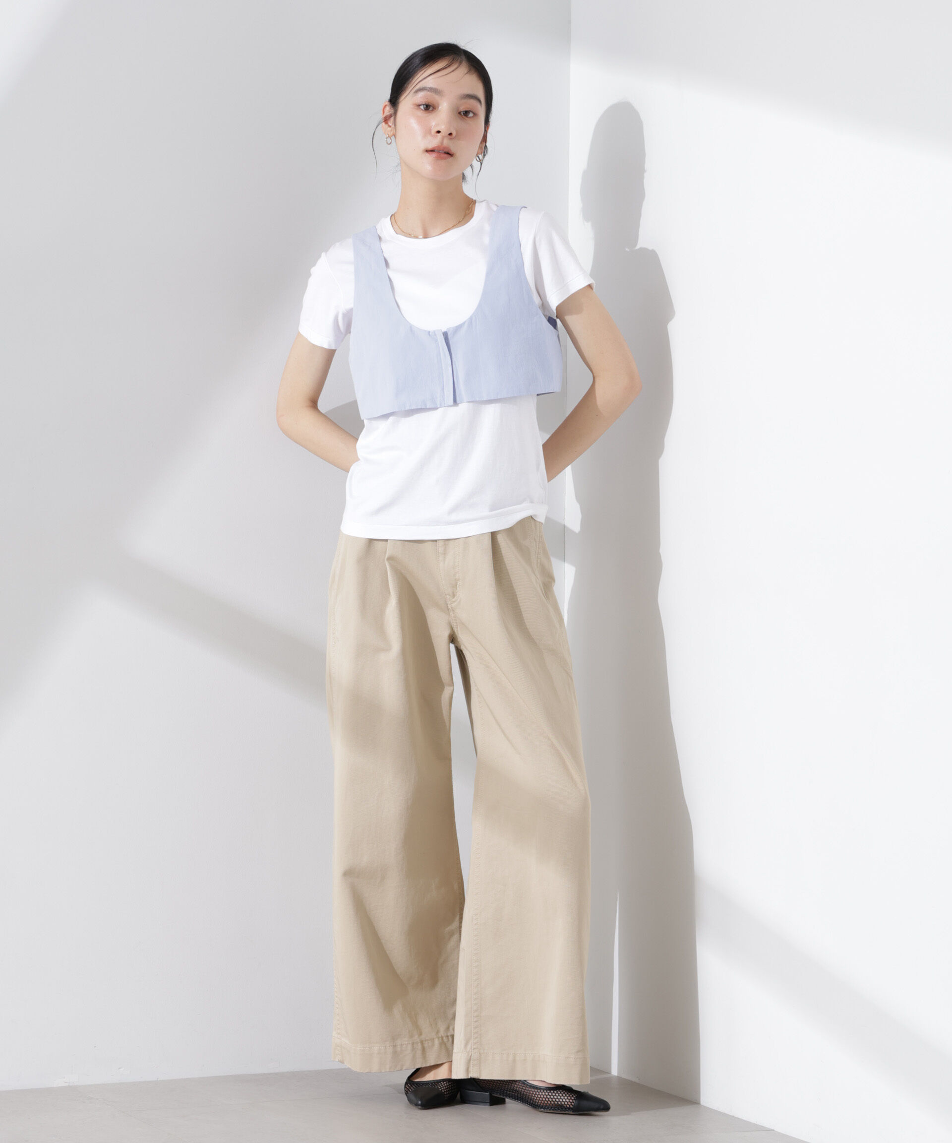 nano･universe「ビスチェセットドロストワイドコットンシャツ」|シャツ・ブラウス|