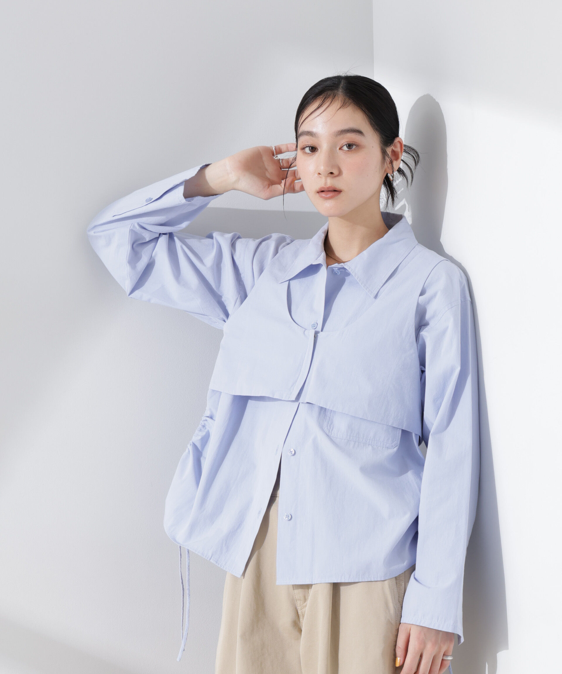 nano･universe「ビスチェセットドロストワイドコットンシャツ」|シャツ・ブラウス|