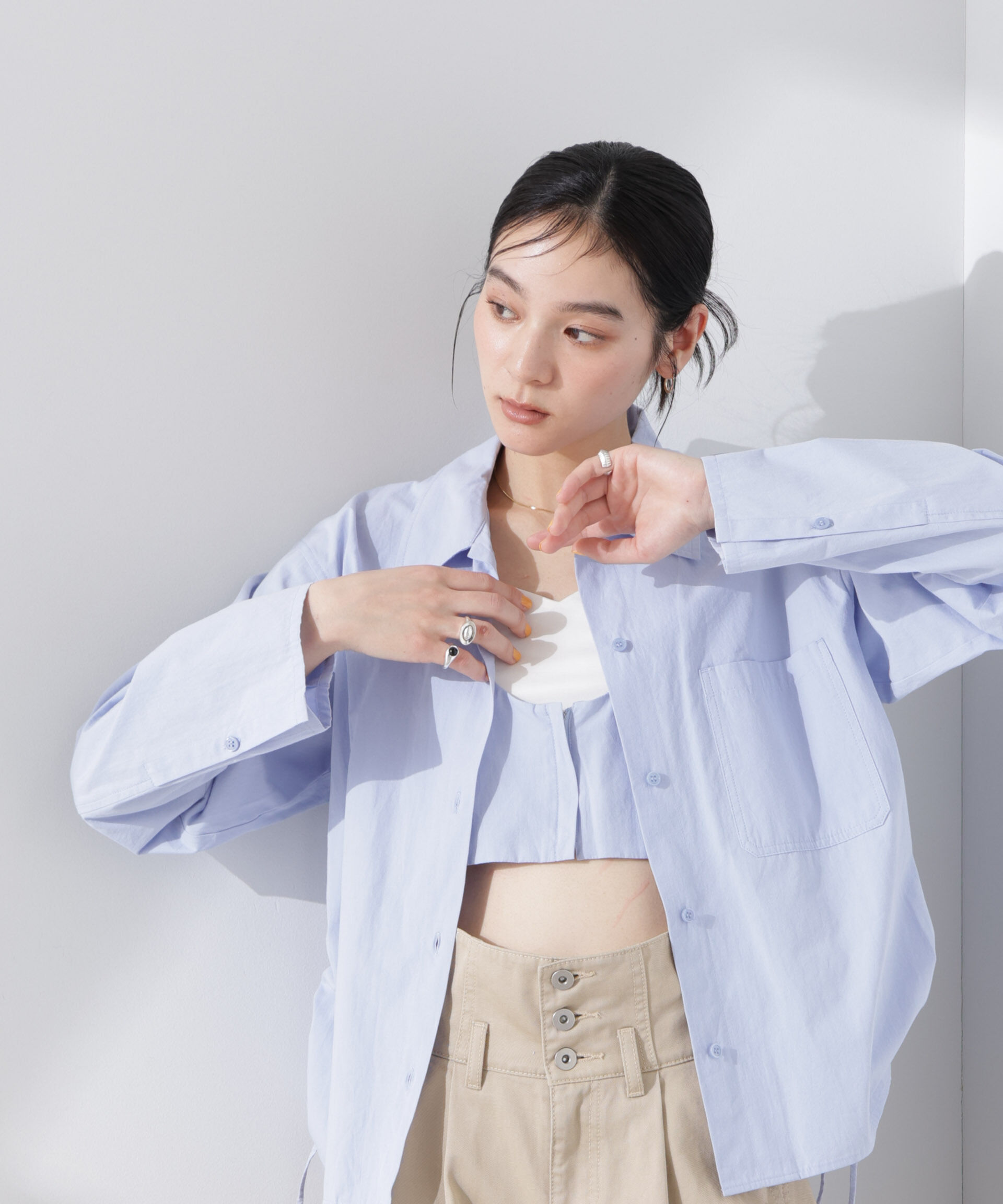 nano･universe「ビスチェセットドロストワイドコットンシャツ」|シャツ・ブラウス|