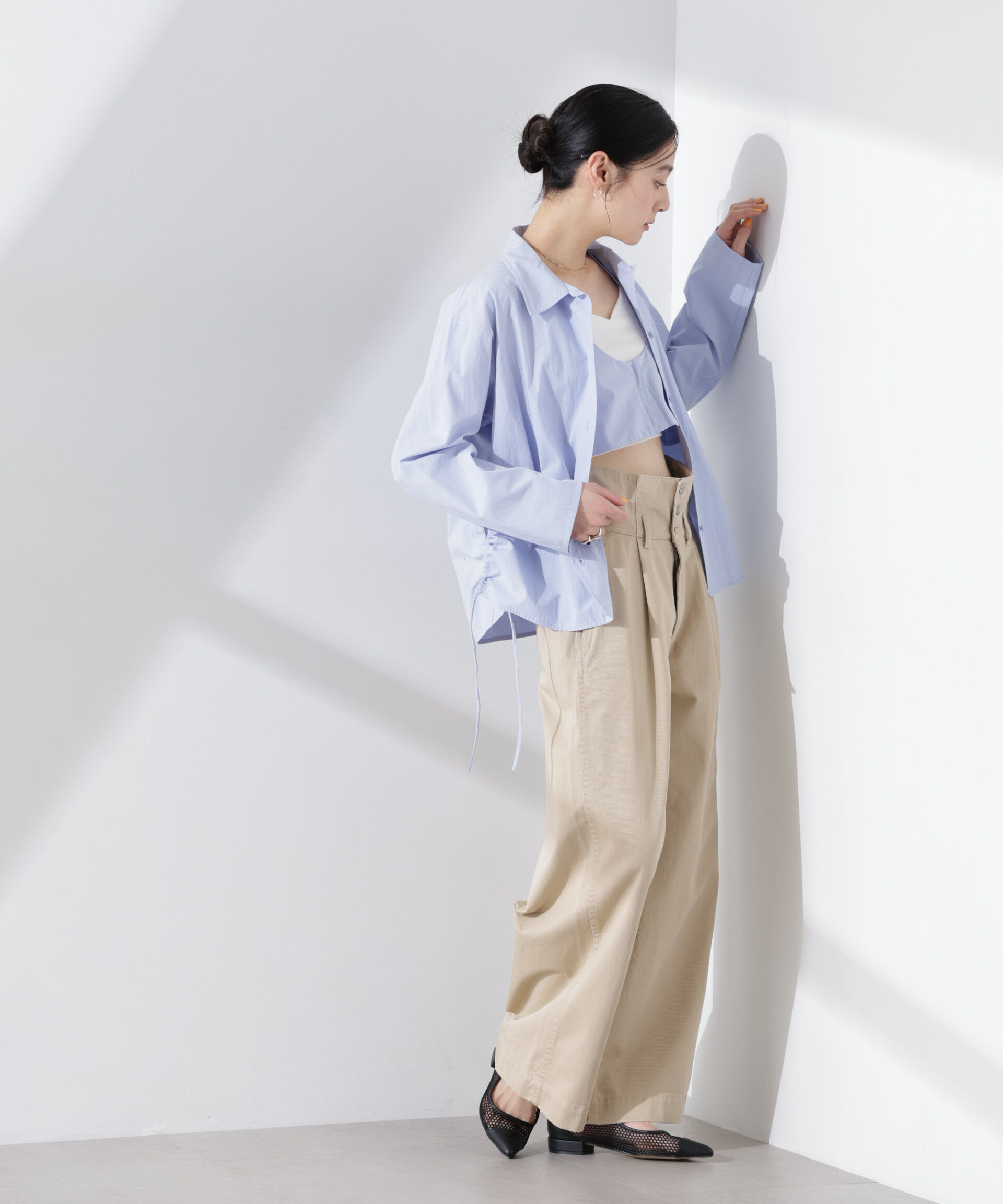 nano･universe「ビスチェセットドロストワイドコットンシャツ」|シャツ・ブラウス|