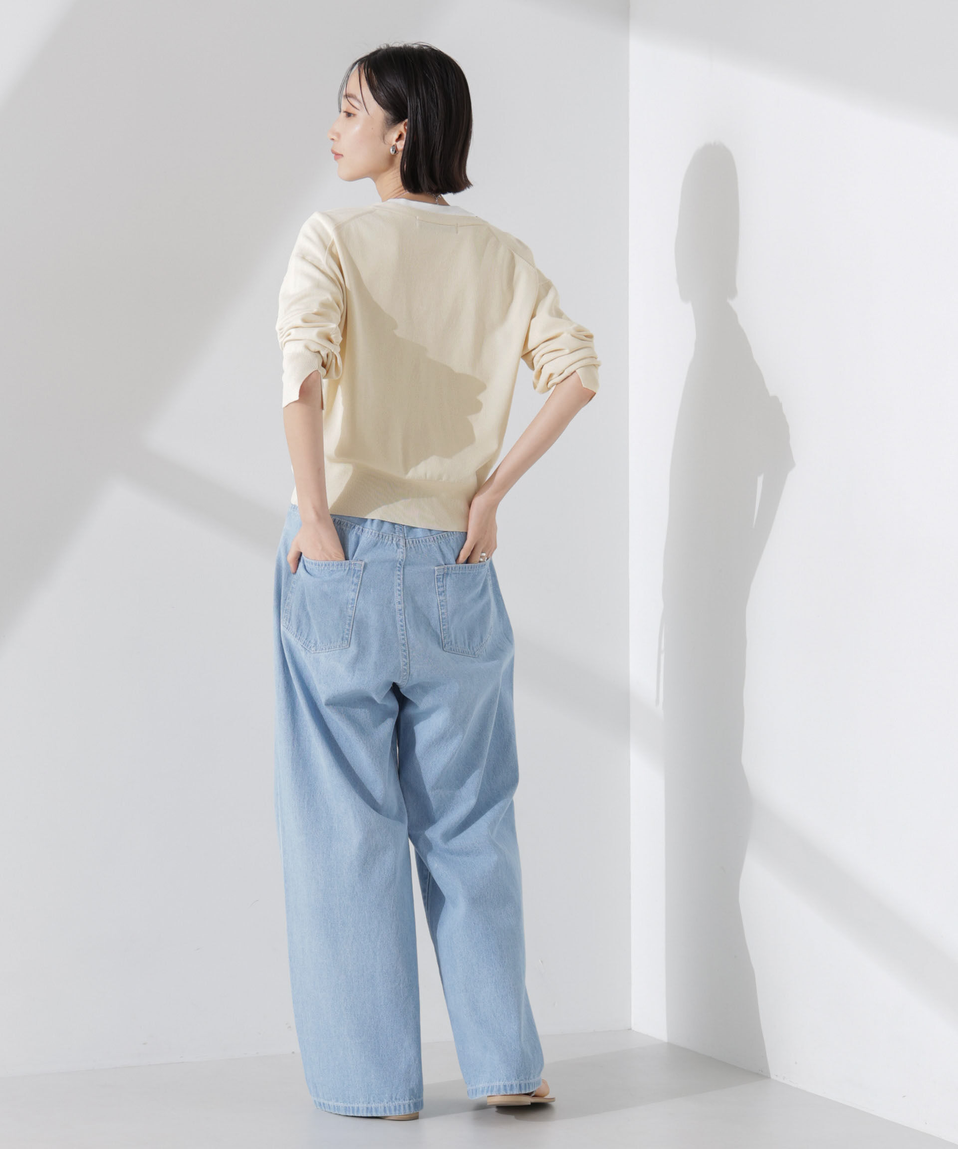 nano･universe「洗濯機洗い可UVカット接触冷感justVネックカーディガン」|ニット・セーター|