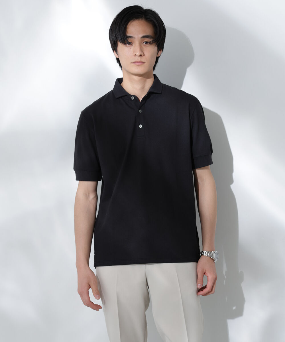 nano･universe「WEB限定/Anti Soaked ポロシャツ/カッタウェイ」|Tシャツ・カットソー|ブラック