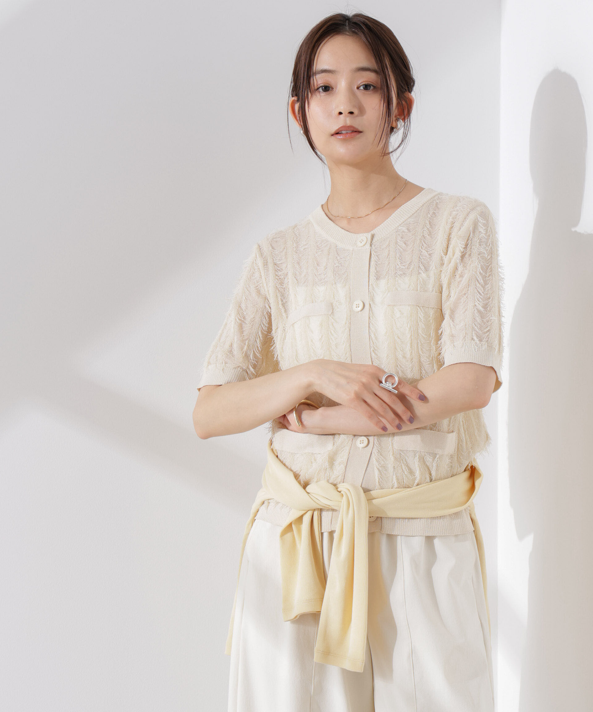 nano･universe「カットフリンジニットカーディガン」|ニット・セーター|