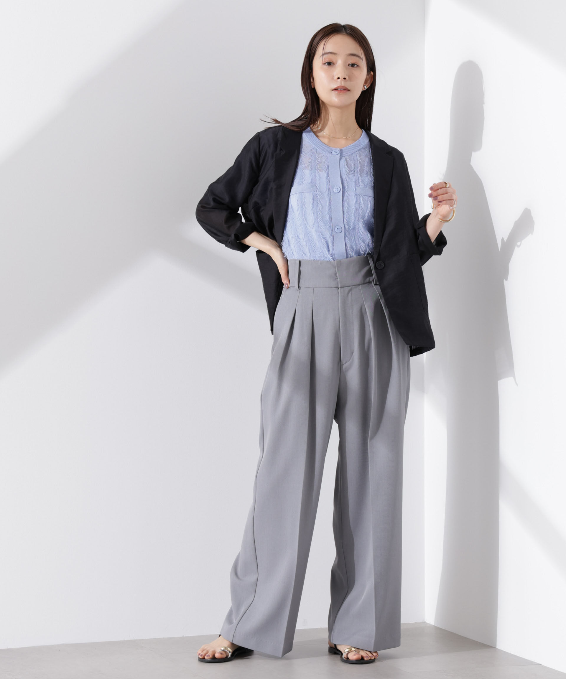 nano･universe「カットフリンジニットカーディガン」|ニット・セーター|