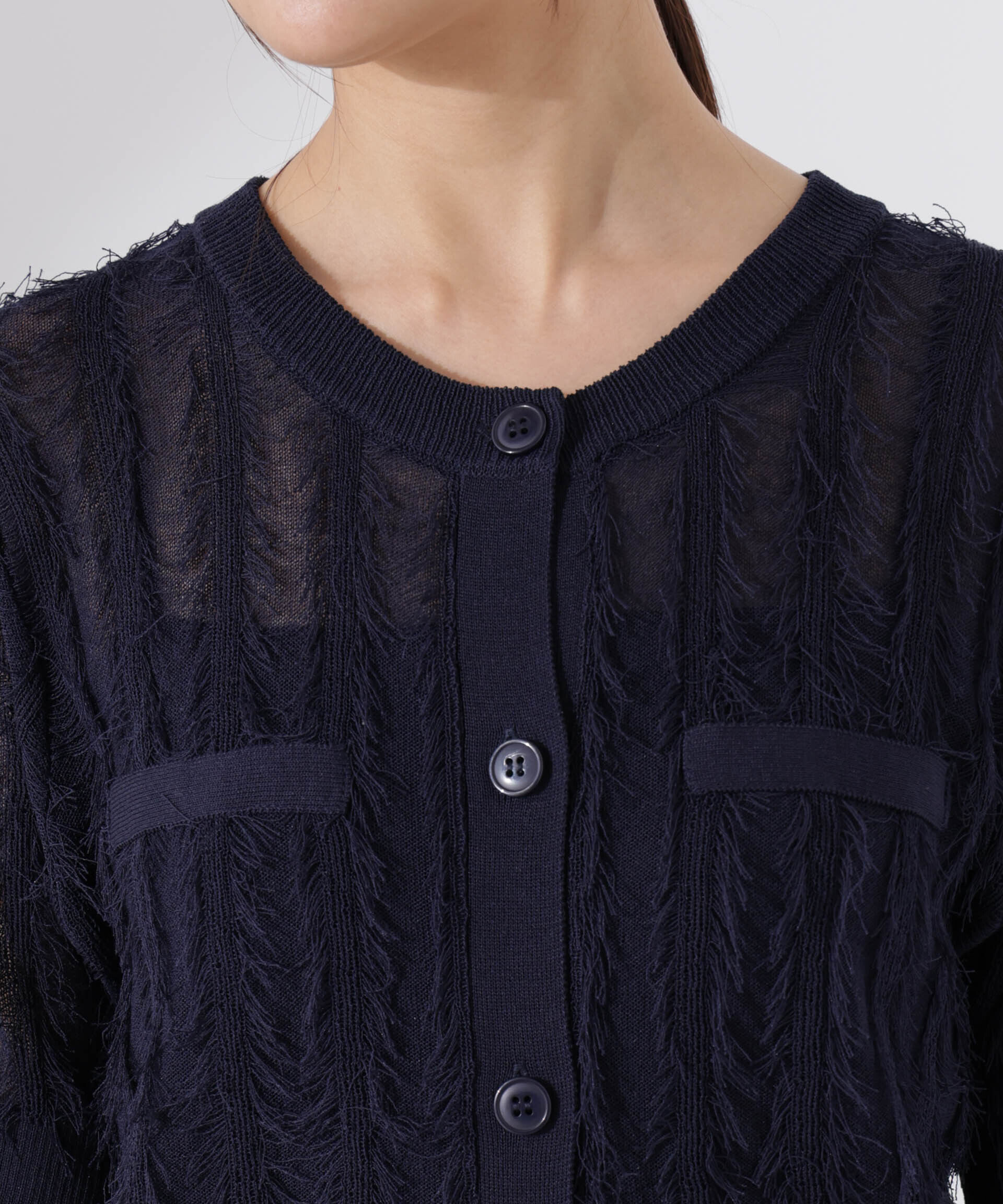 nano･universe「カットフリンジニットカーディガン」|ニット・セーター|