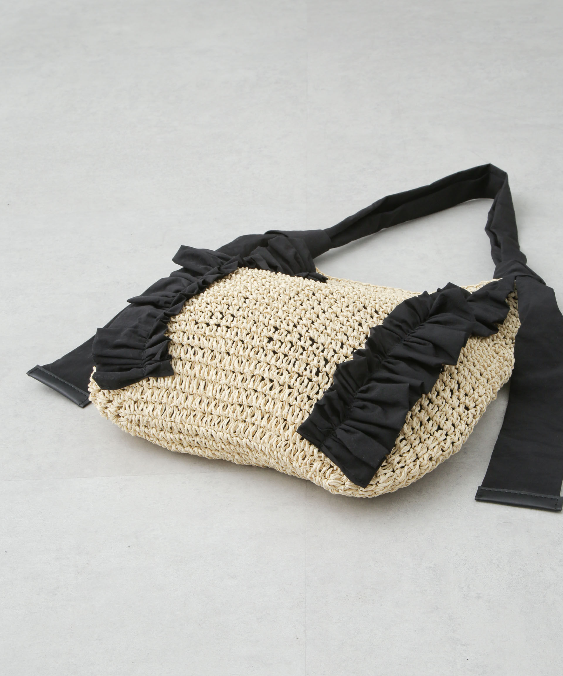 nano･universe「ギャザーフリルソフトペーパー編みバッグ」|ショルダー・メッセンジャー|