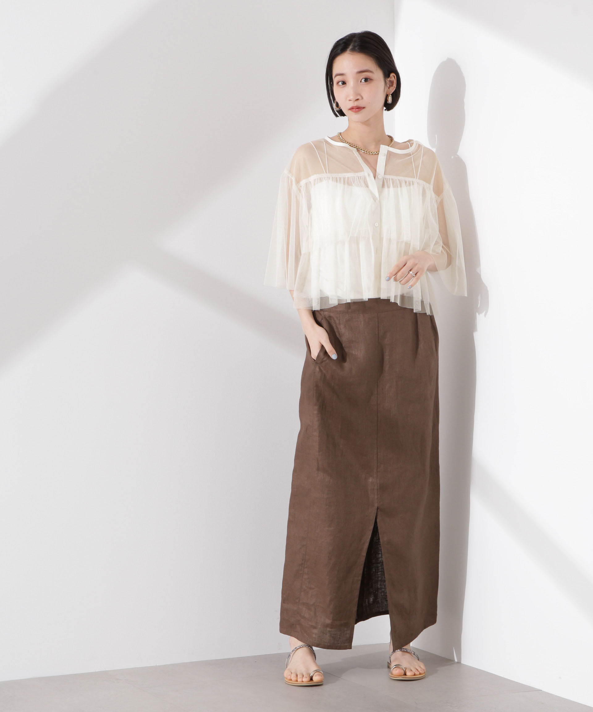 nano･universe「チュールティアードブラウス」|シャツ・ブラウス|