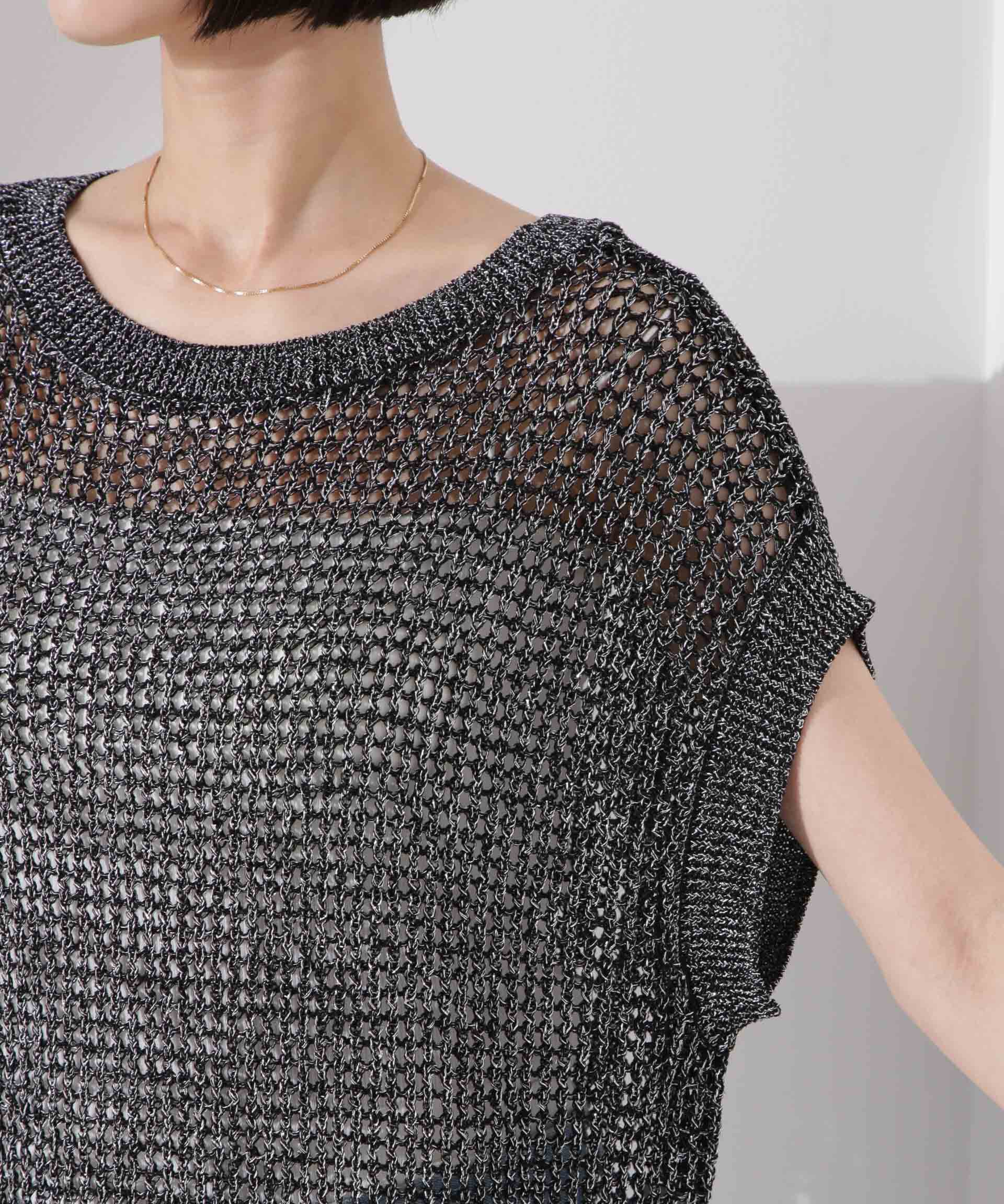 nano･universe「ラメメッシュノースリーブニット (セットアップ可)」|ニット・セーター|