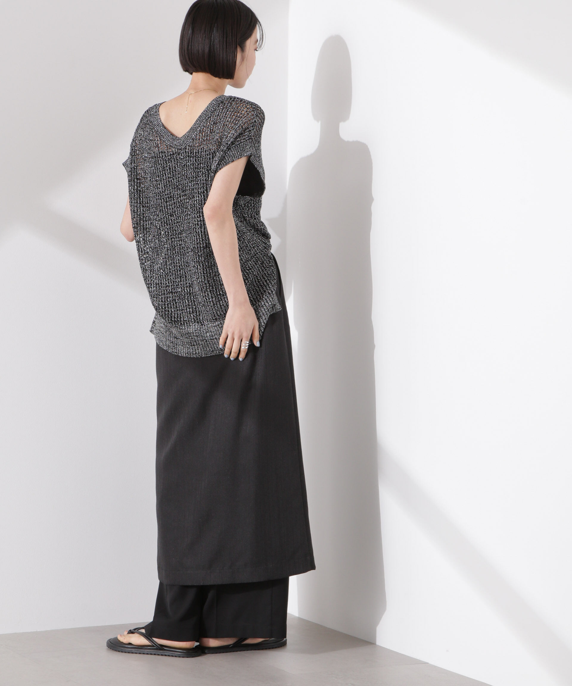 nano･universe「ラメメッシュノースリーブニット (セットアップ可)」|ニット・セーター|