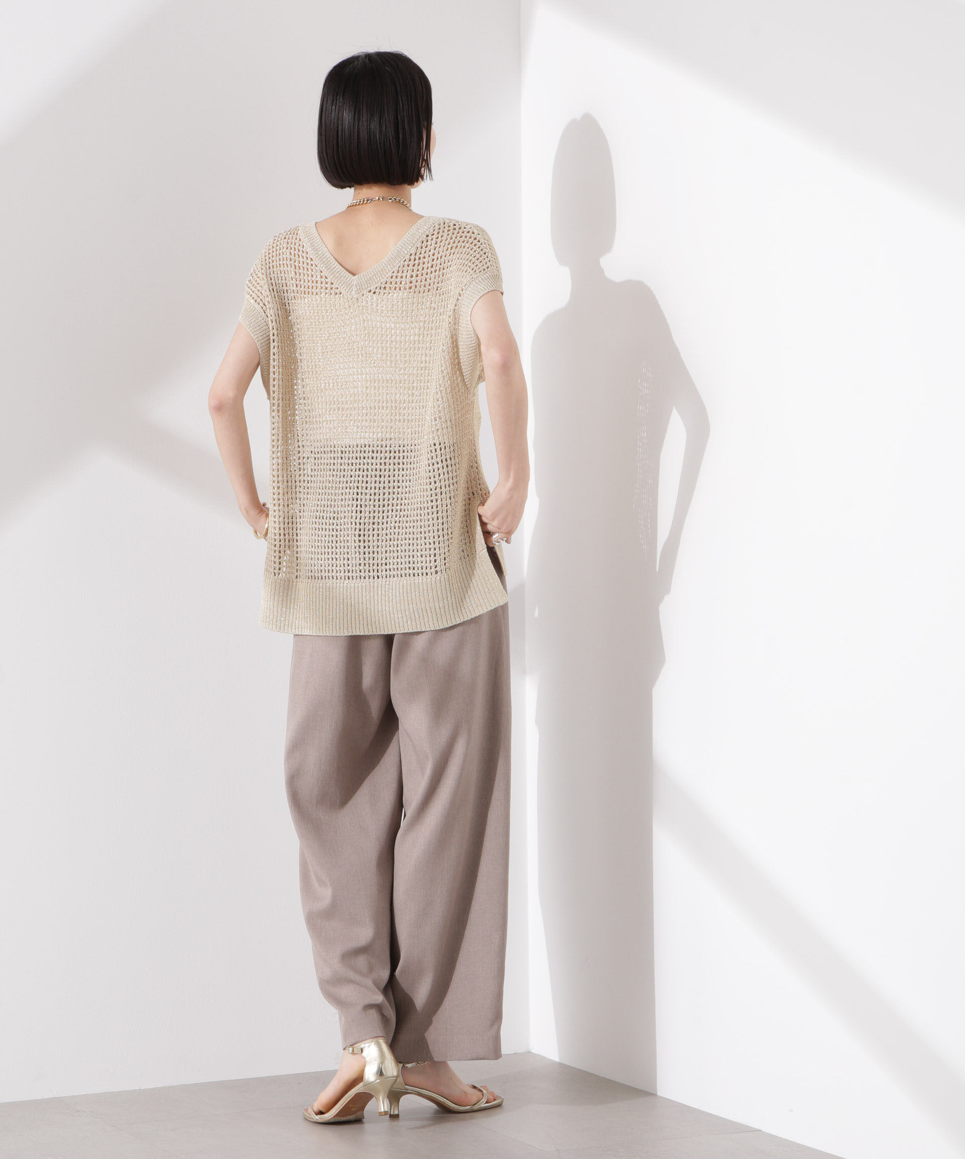 nano･universe「ラメメッシュノースリーブニット (セットアップ可)」|ニット・セーター|