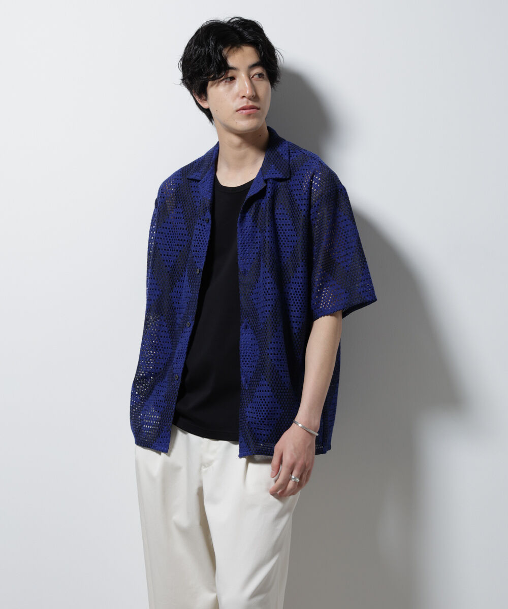 nano･universe「ダイヤレース オープンカラーシャツ」|シャツ・ブラウス|
