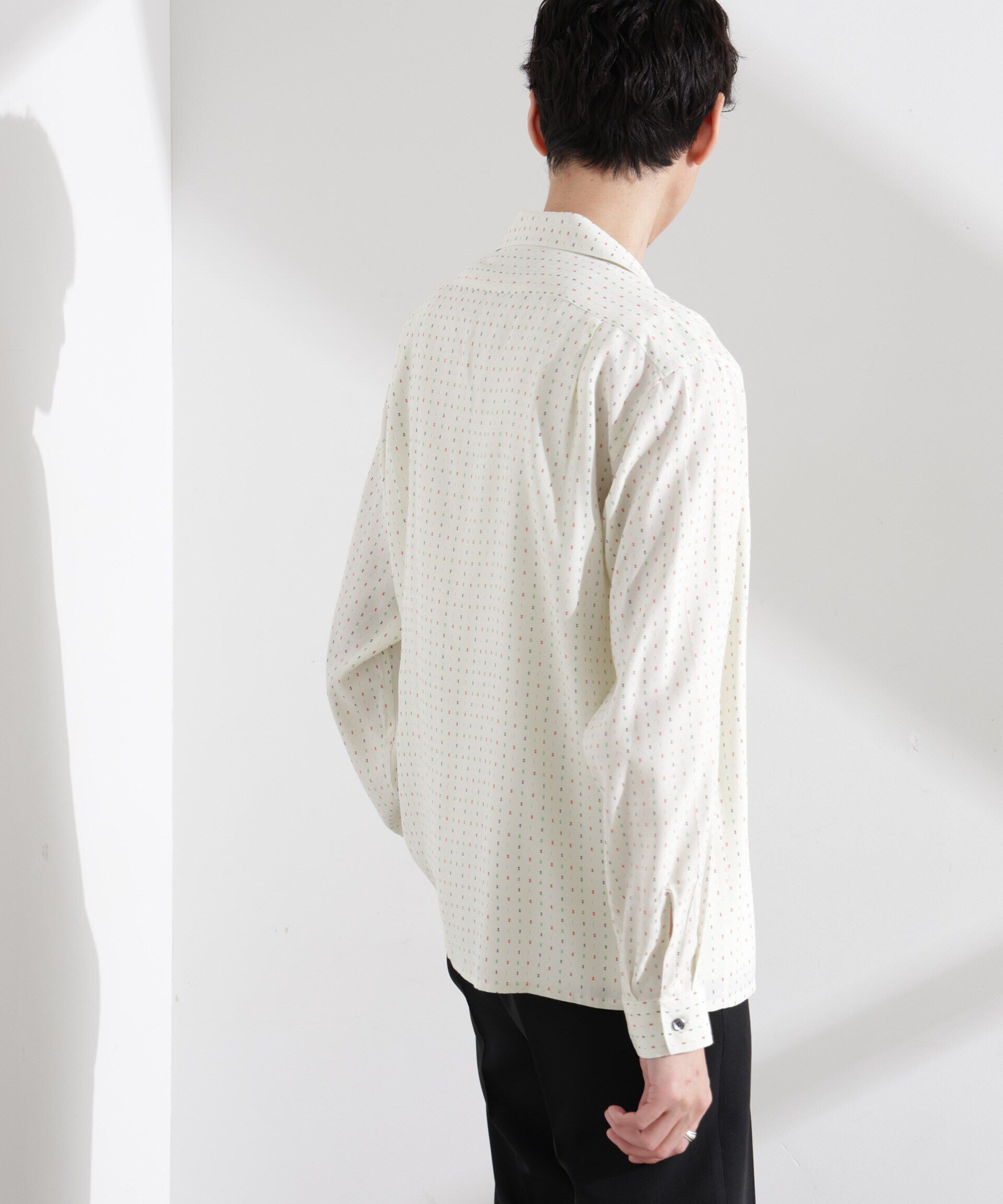  「小紋オープンカラーシャツ　長袖」|シャツ・ブラウス|