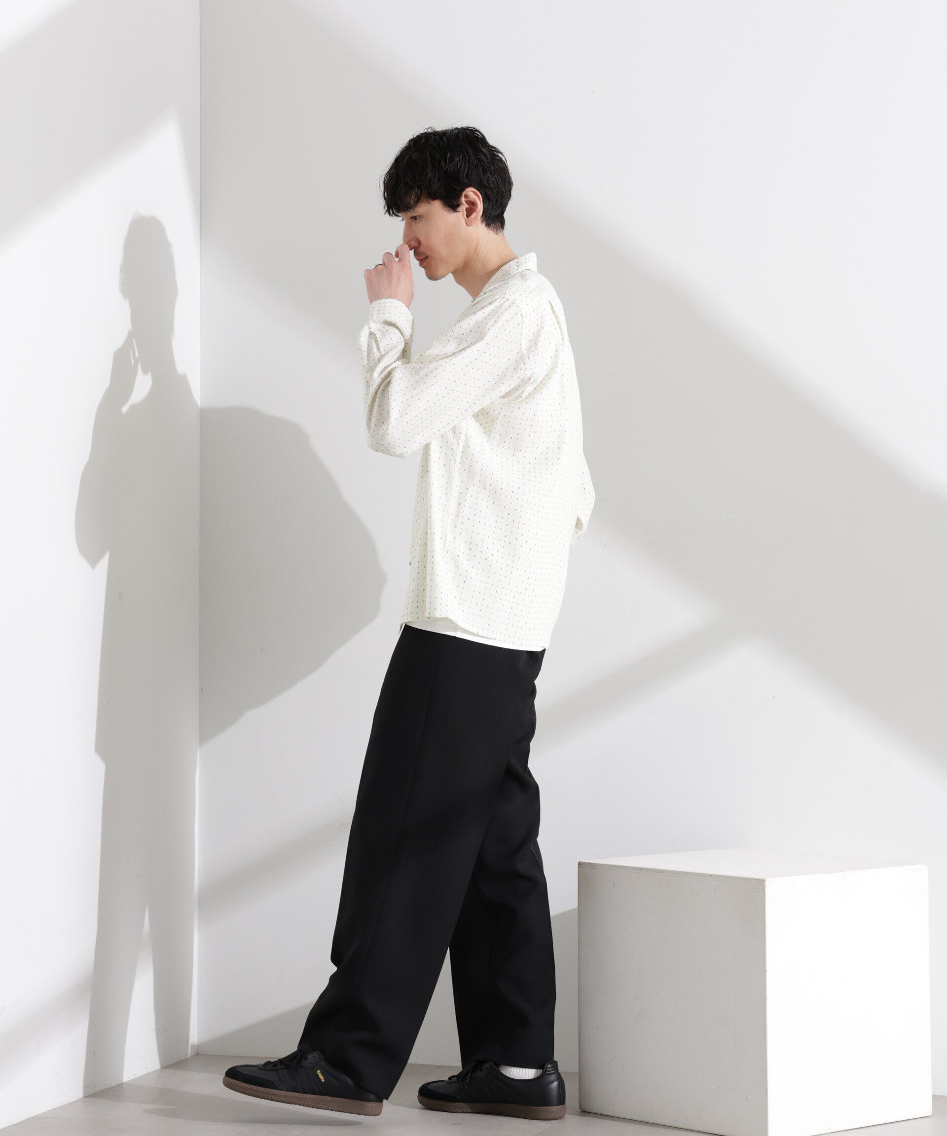  「小紋オープンカラーシャツ　長袖」|シャツ・ブラウス|