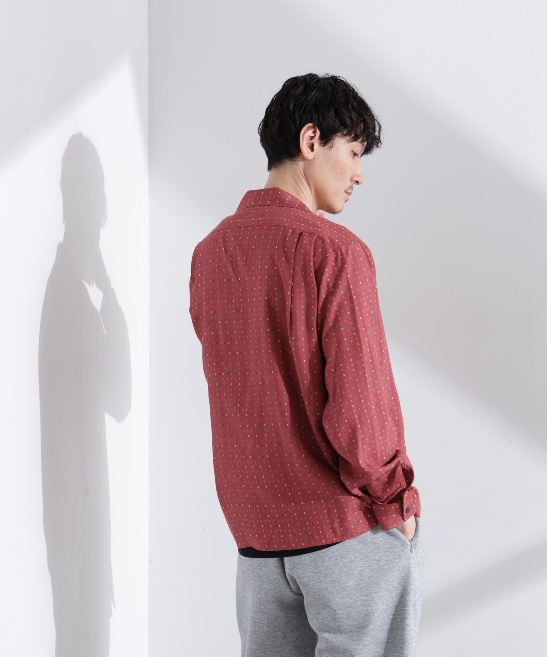  「小紋オープンカラーシャツ　長袖」|シャツ・ブラウス|