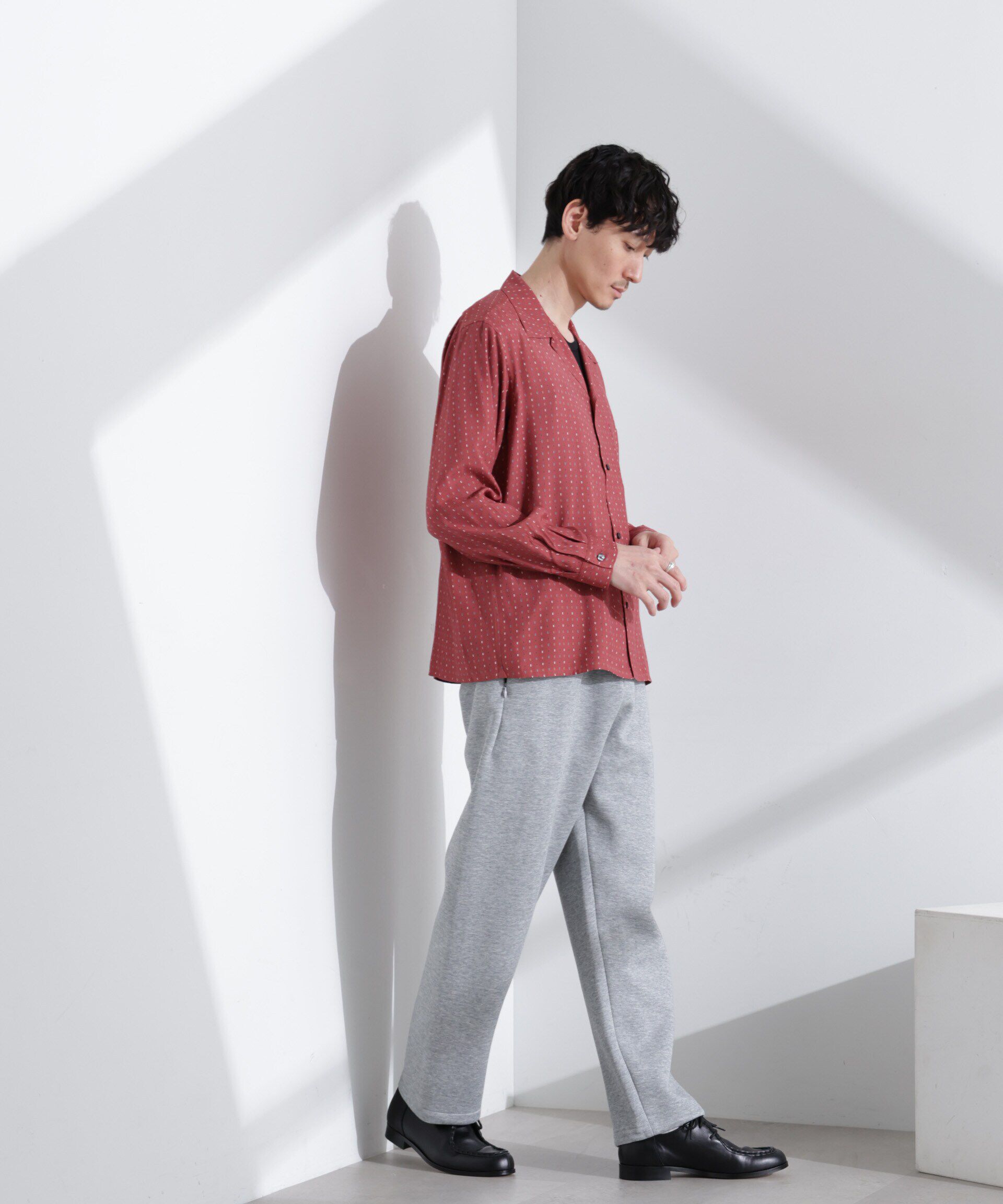  「小紋オープンカラーシャツ　長袖」|シャツ・ブラウス|