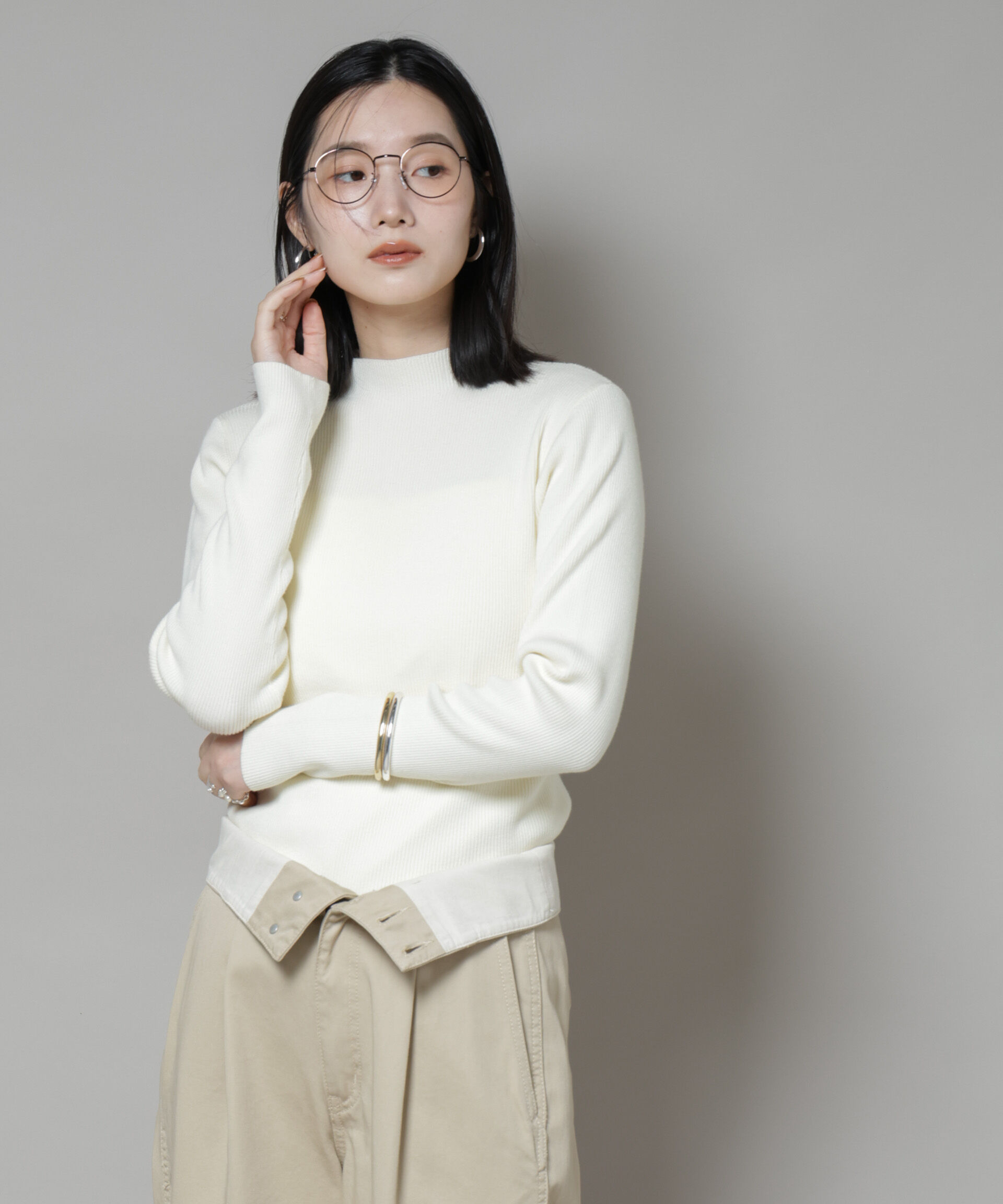 nano･universe「ハイネックリブニットトップス」|ニット・セーター|アイボリー7