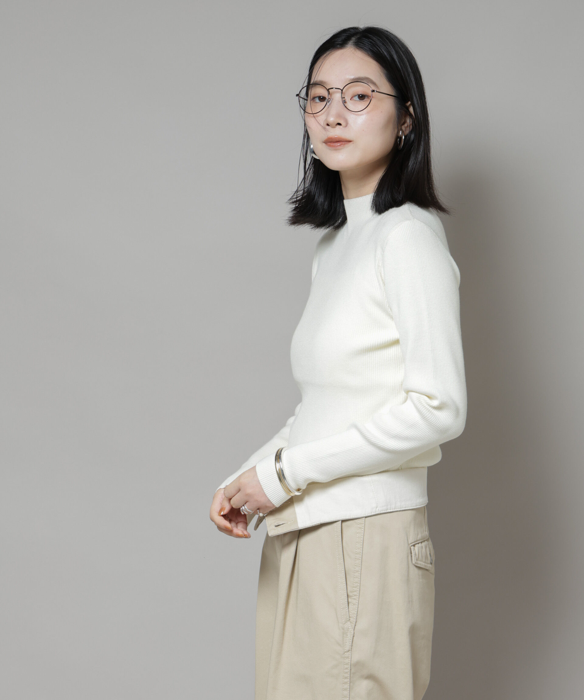 nano･universe「ハイネックリブニットトップス」|ニット・セーター|