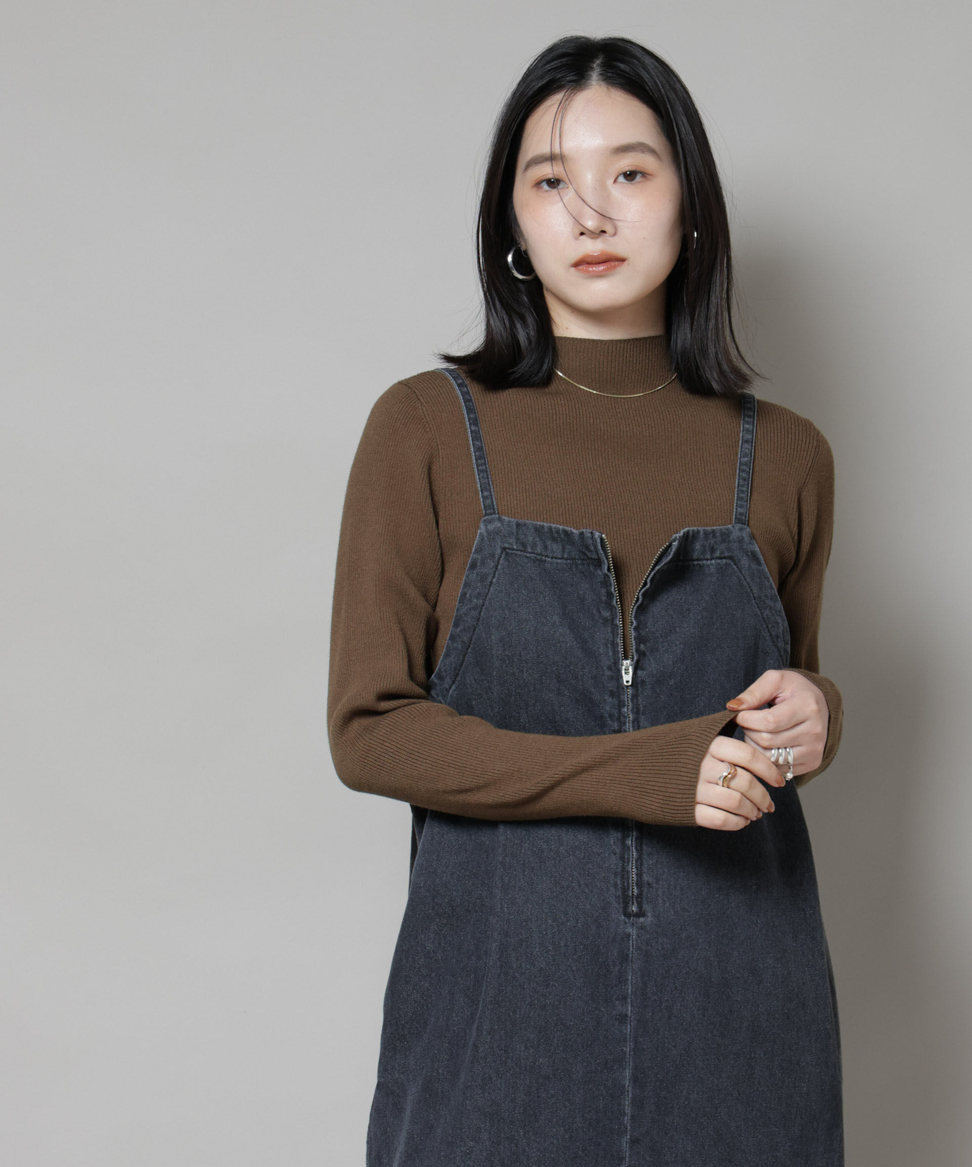 nano･universe「ハイネックリブニットトップス」|ニット・セーター|ブラウン