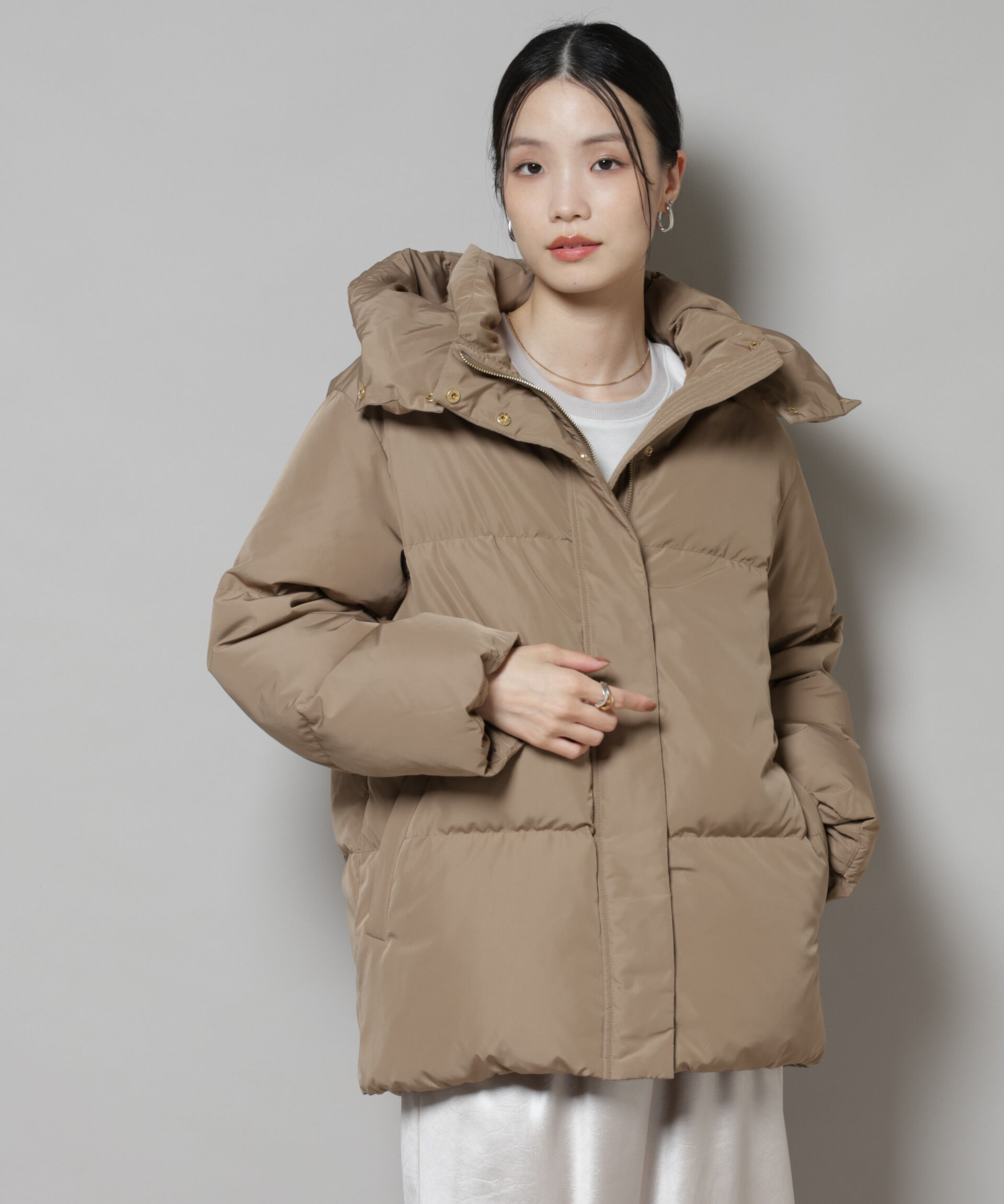 nano･universe「撥水加工 フードショートダウンコート」|ダウン|