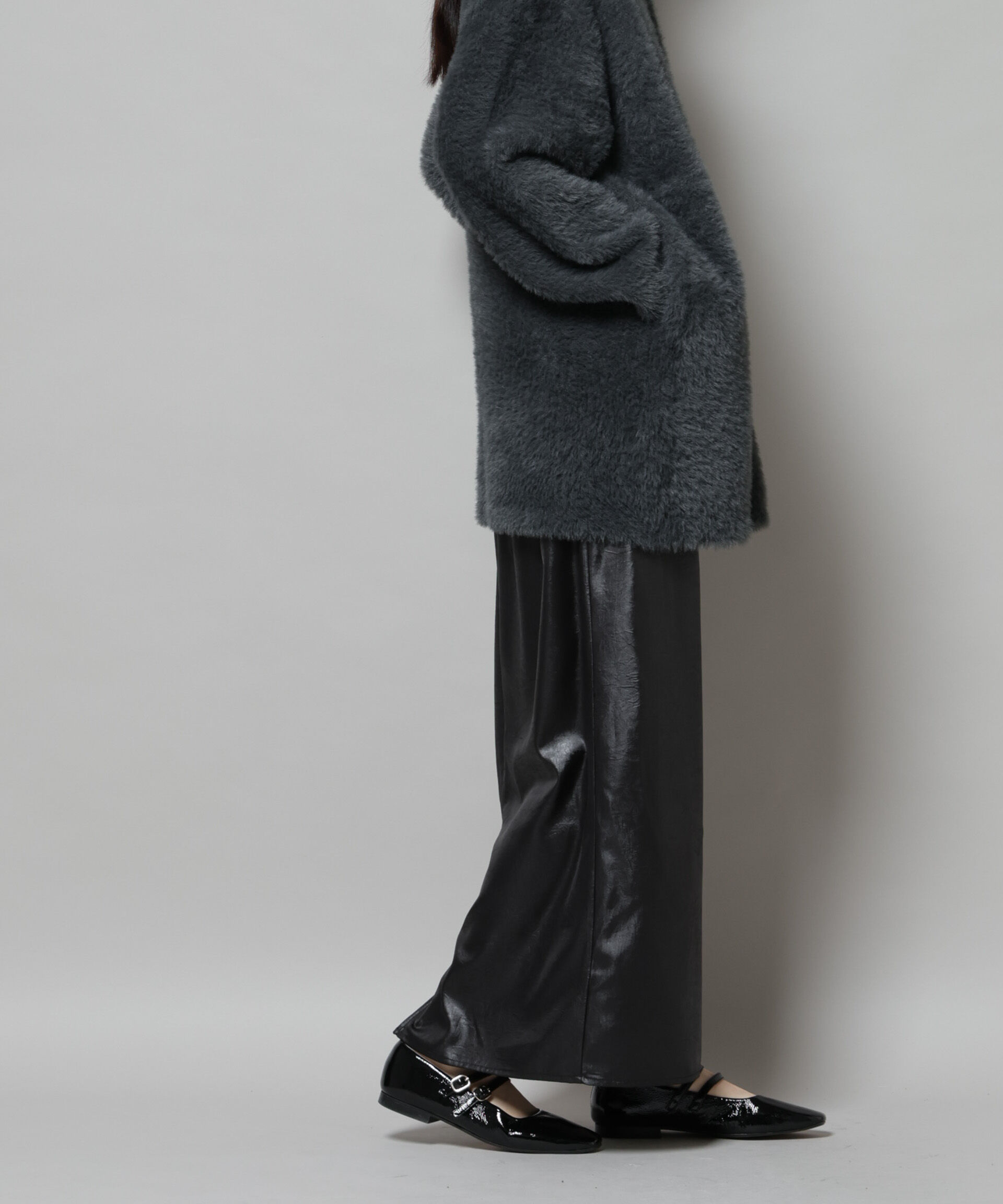 nano･universe「レザーライクシャイニースカート」|スカート|