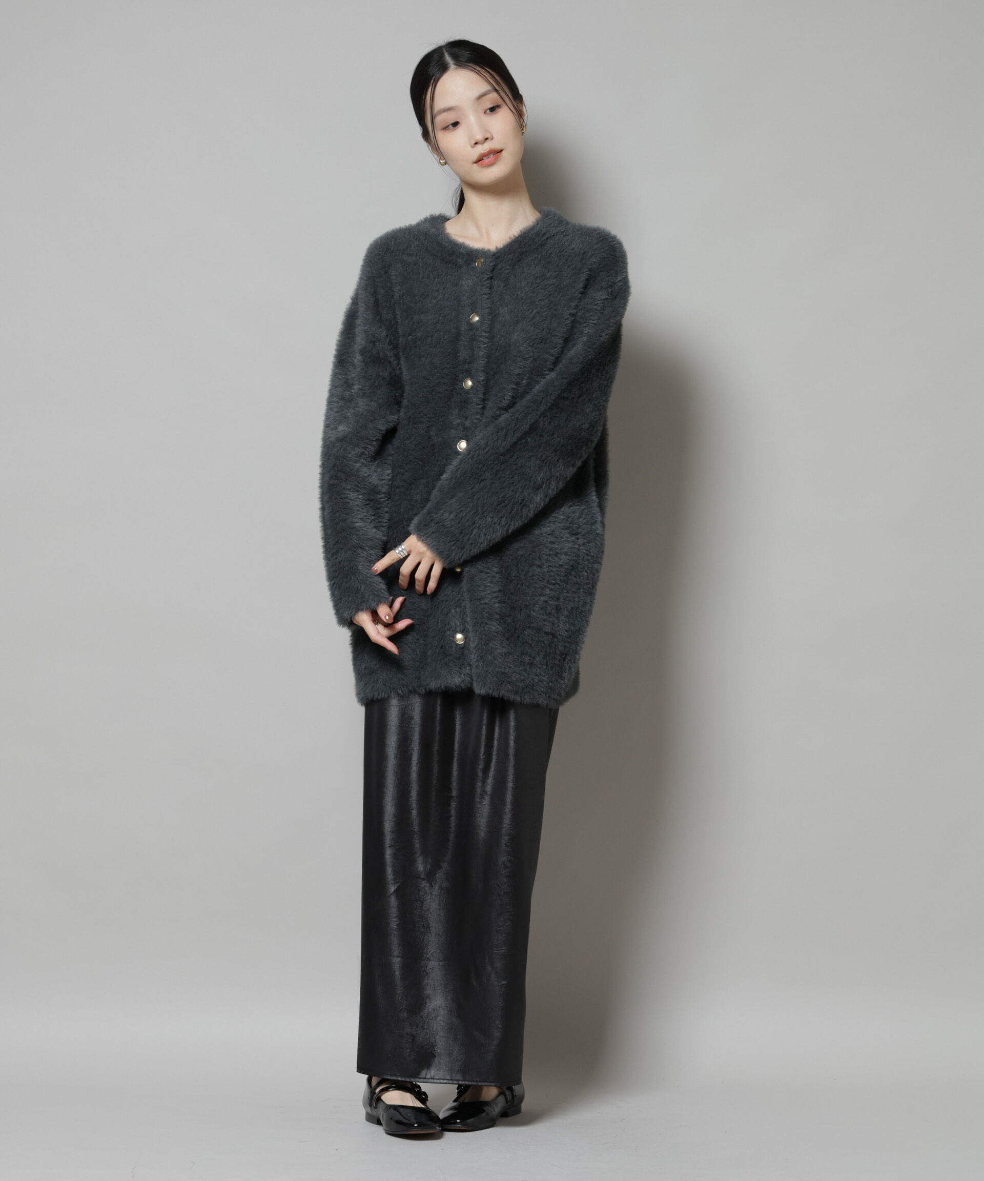 nano･universe「レザーライクシャイニースカート」|スカート|