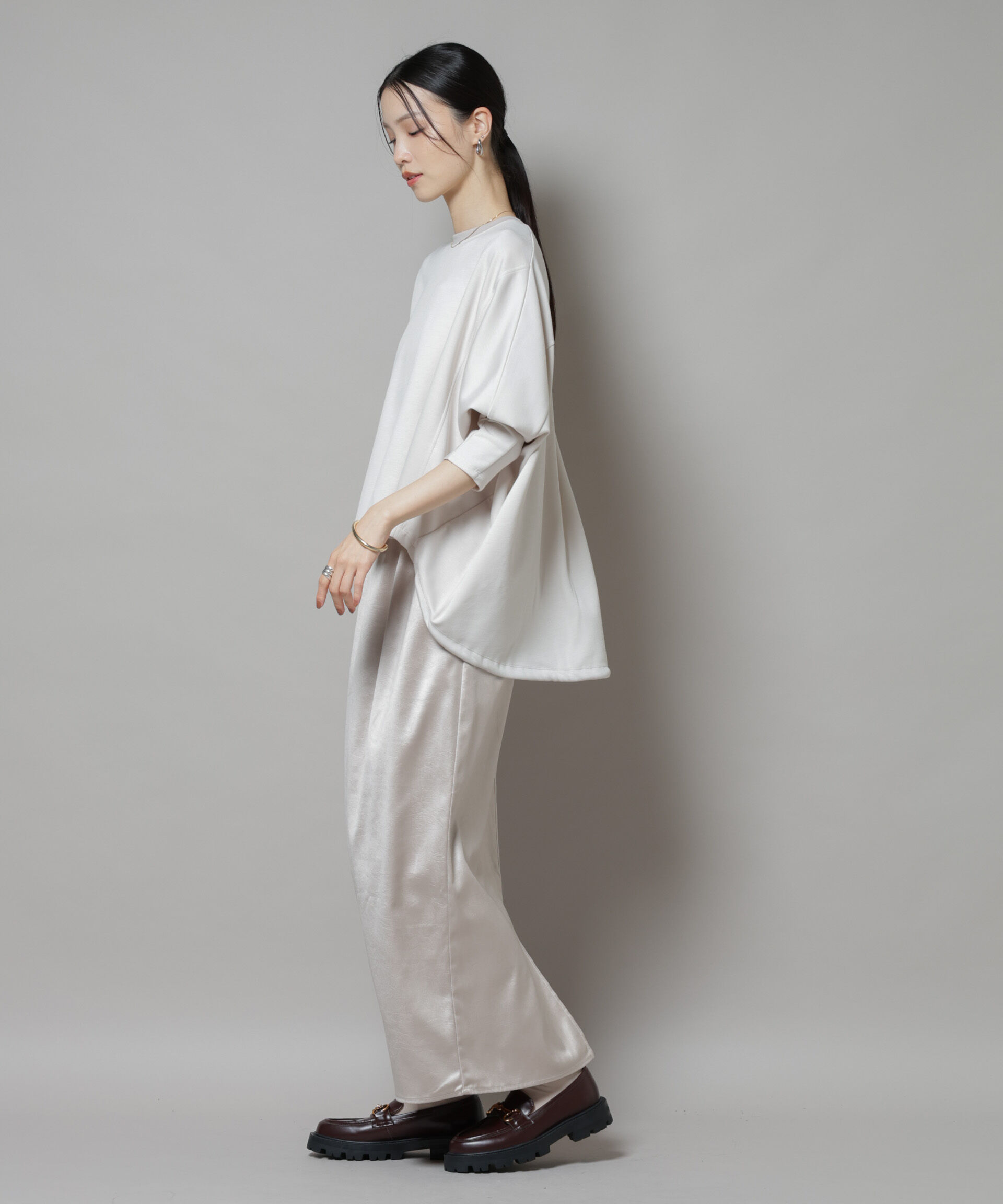 nano･universe「レザーライクシャイニースカート」|スカート|