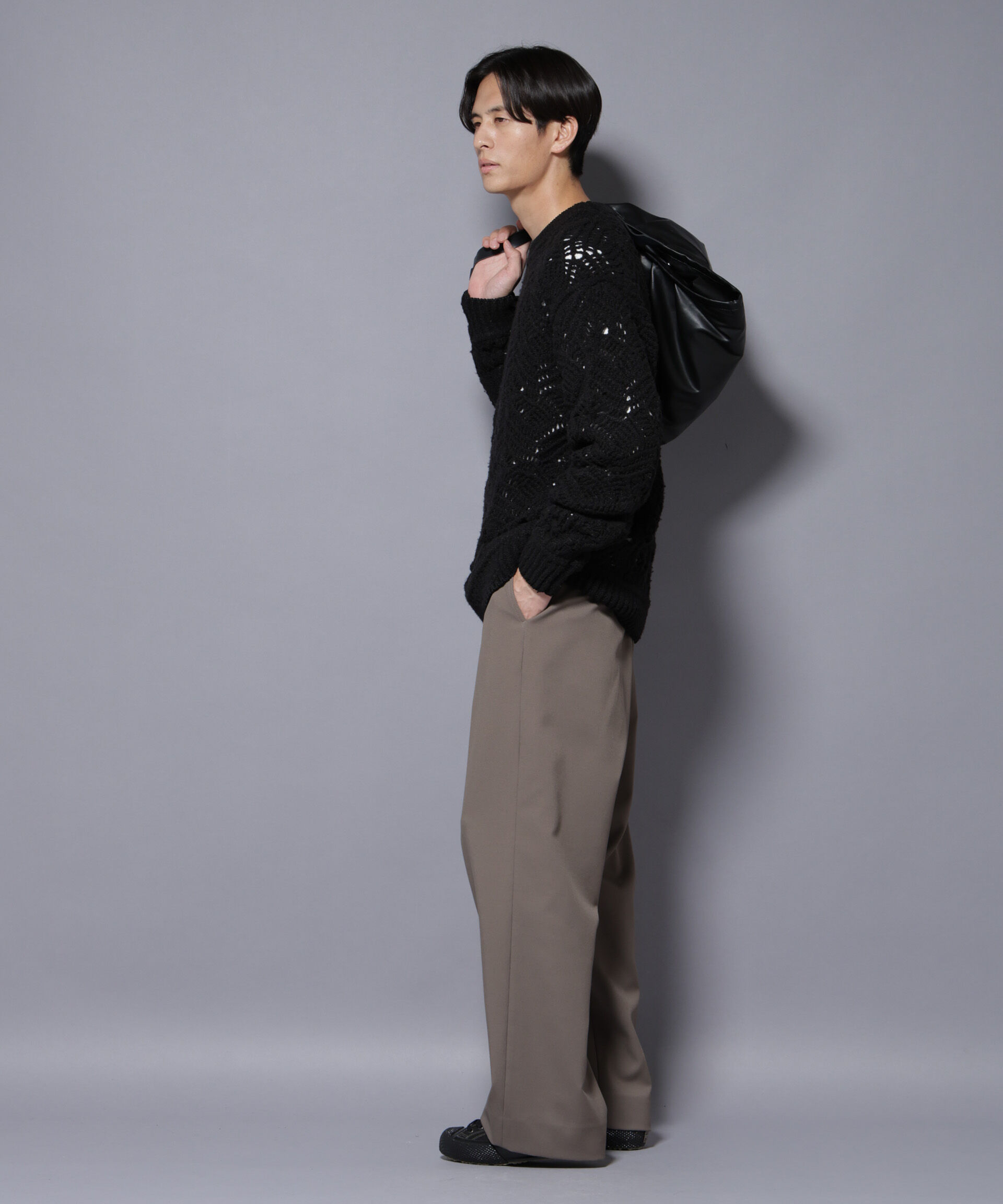 nano･universe「透かし編み クルーネックニット」|ニット・セーター|