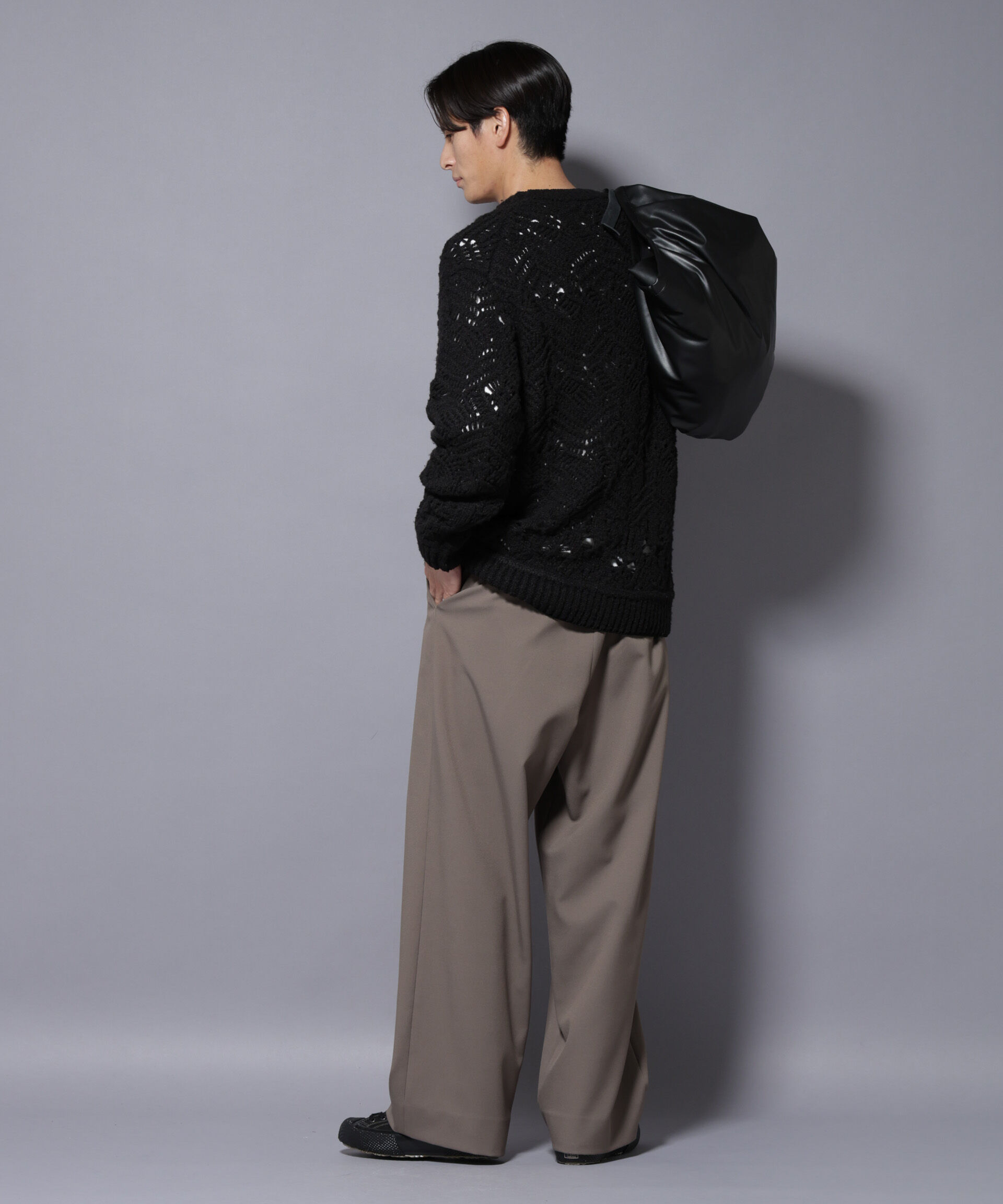 nano･universe「透かし編み クルーネックニット」|ニット・セーター|