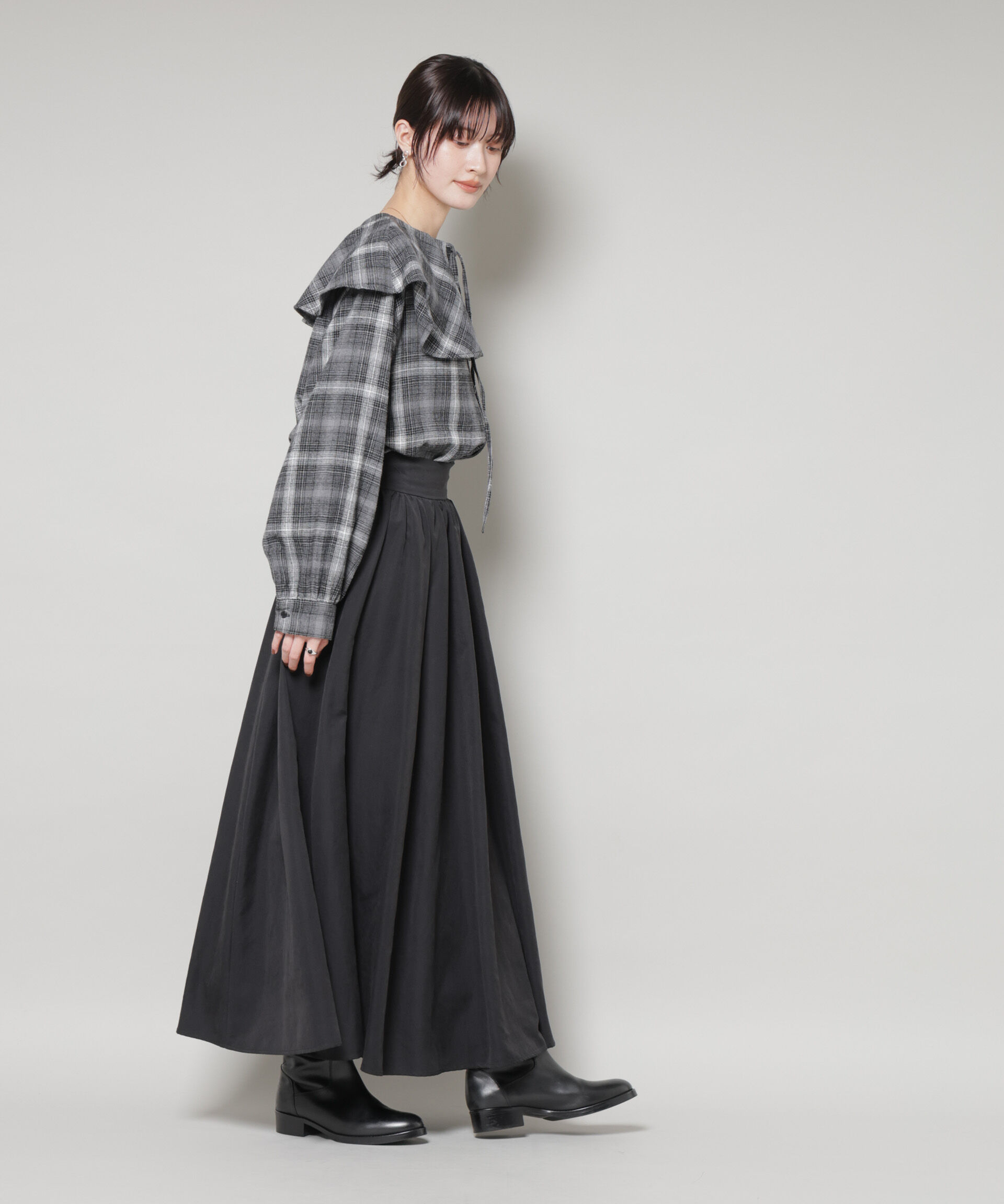 nano･universe「起毛ピーチギャザーボリュームスカート」|スカート|