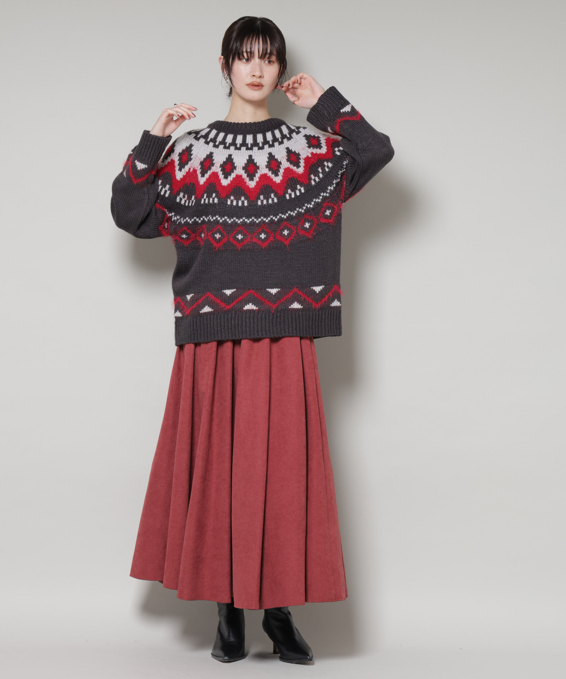 nano･universe「起毛ピーチギャザーボリュームスカート」|スカート|