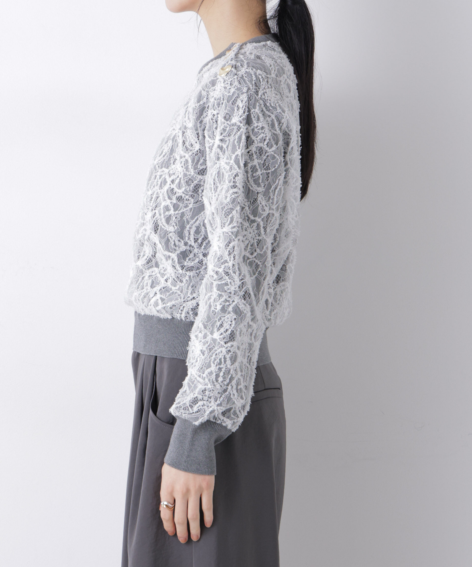 nano･universe「レースレイヤードニットプルオーバー」|ニット・セーター|