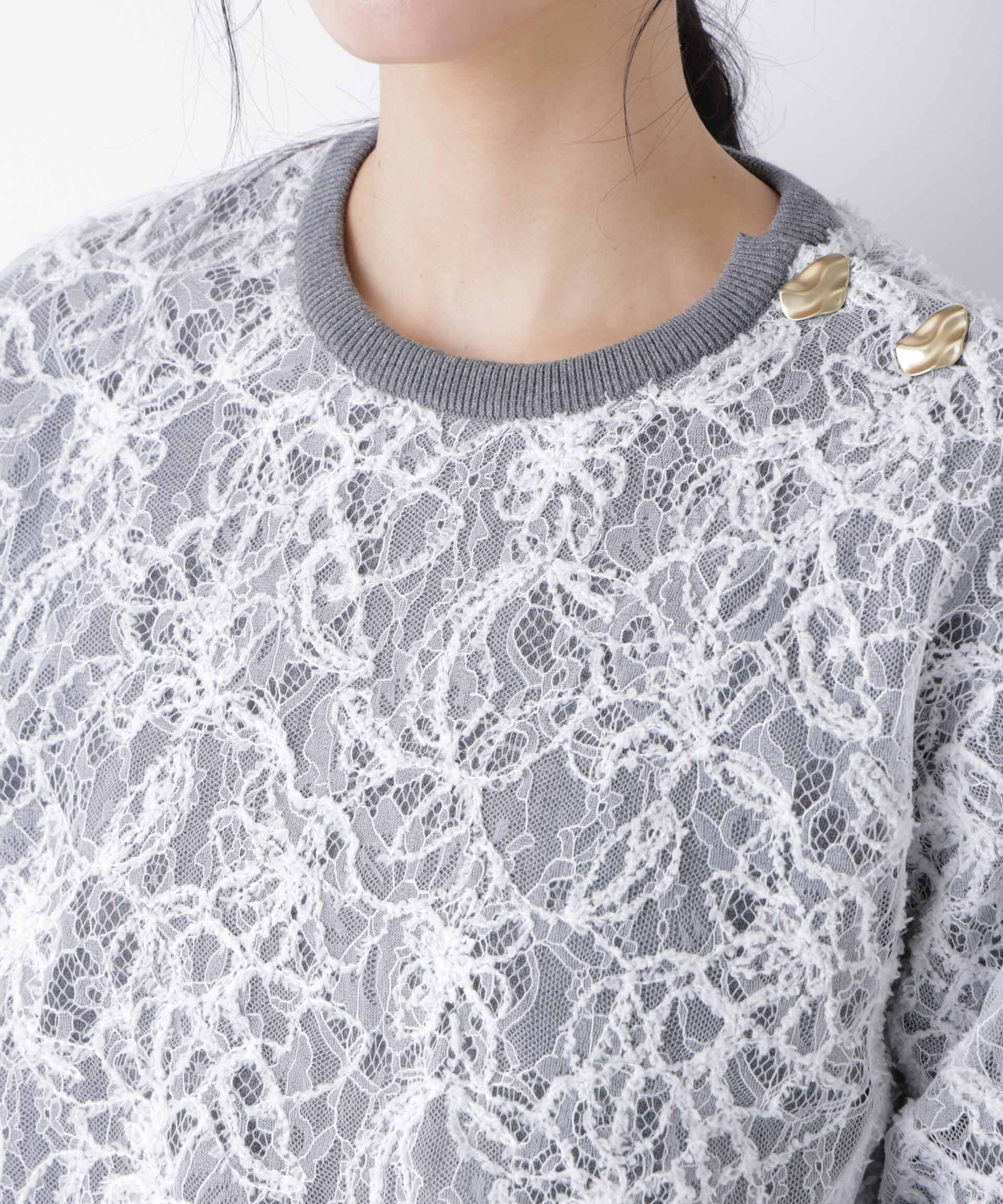 nano･universe「レースレイヤードニットプルオーバー」|ニット・セーター|