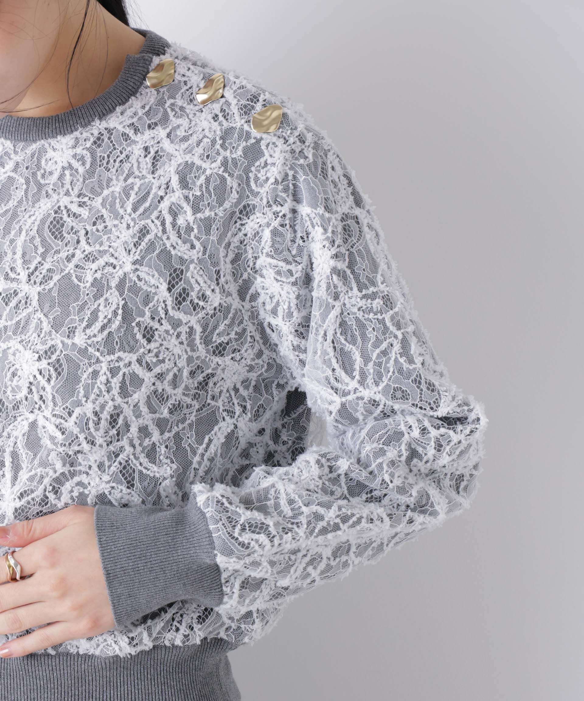 nano･universe「レースレイヤードニットプルオーバー」|ニット・セーター|