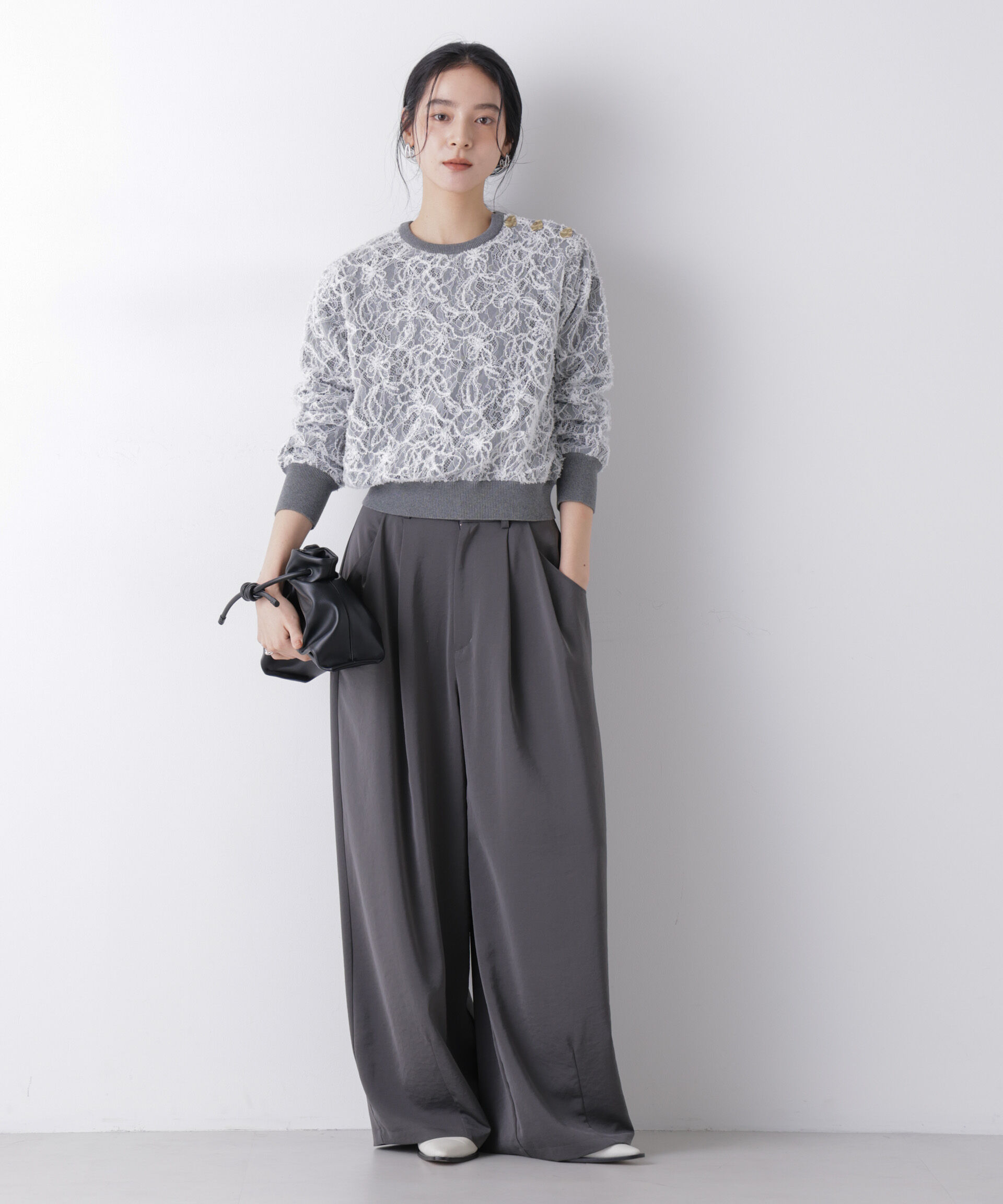nano･universe「レースレイヤードニットプルオーバー」|ニット・セーター|