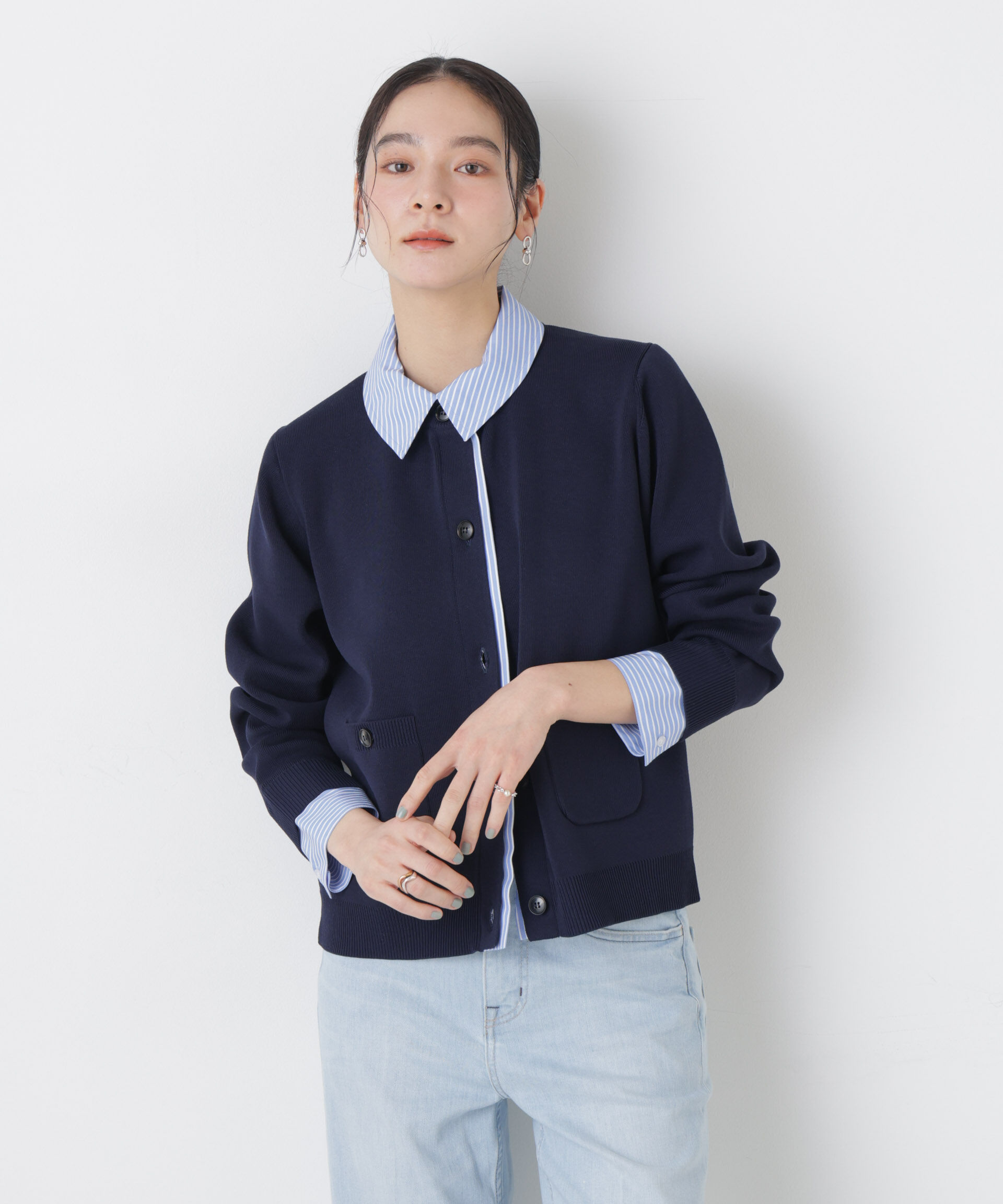 nano･universe「シャツドッキングニットカーディガン」|ニット・セーター|
