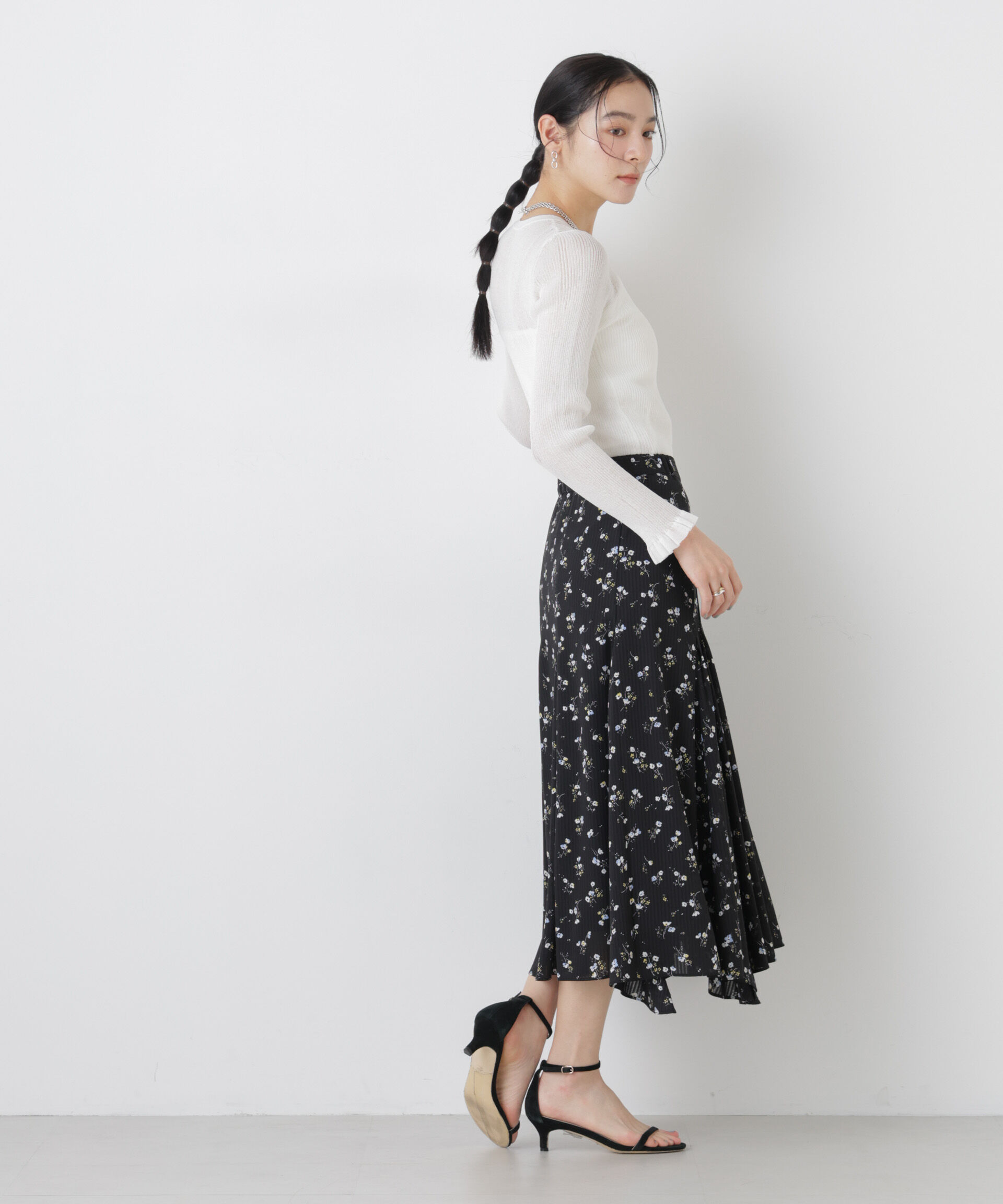 nano･universe「シアーリブフリルカフニット」|ニット・セーター|