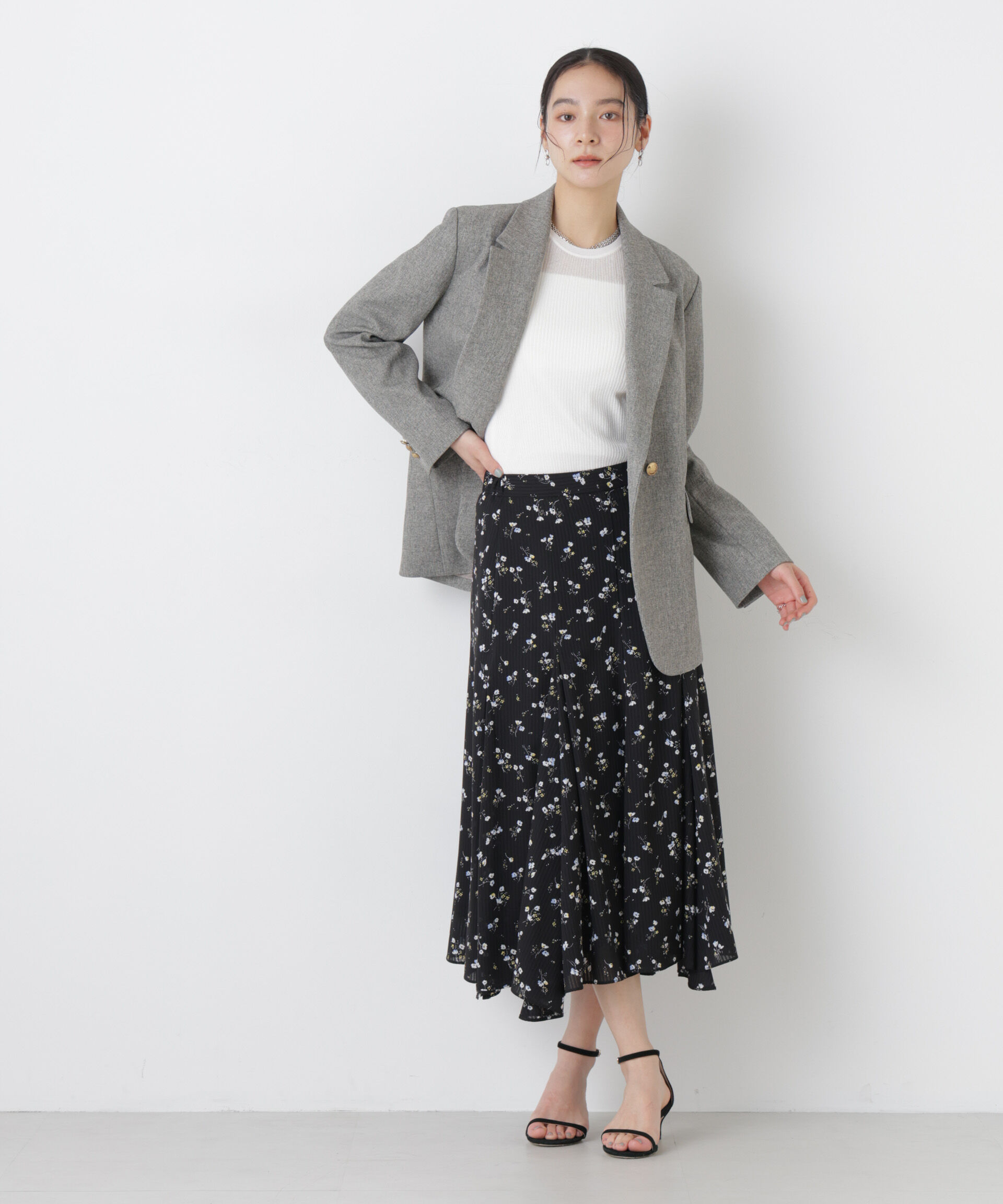 nano･universe「シアーリブフリルカフニット」|ニット・セーター|