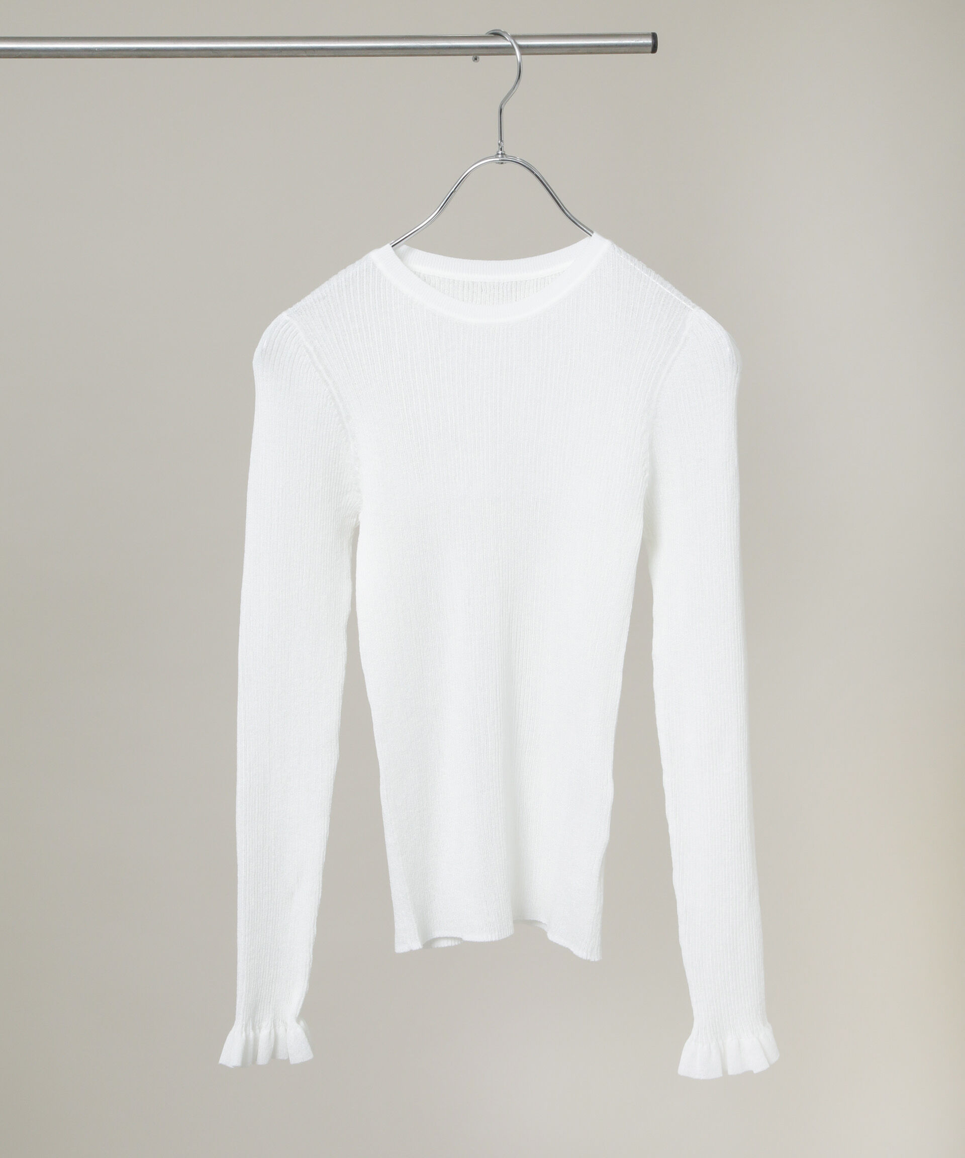 nano･universe「シアーリブフリルカフニット」|ニット・セーター|