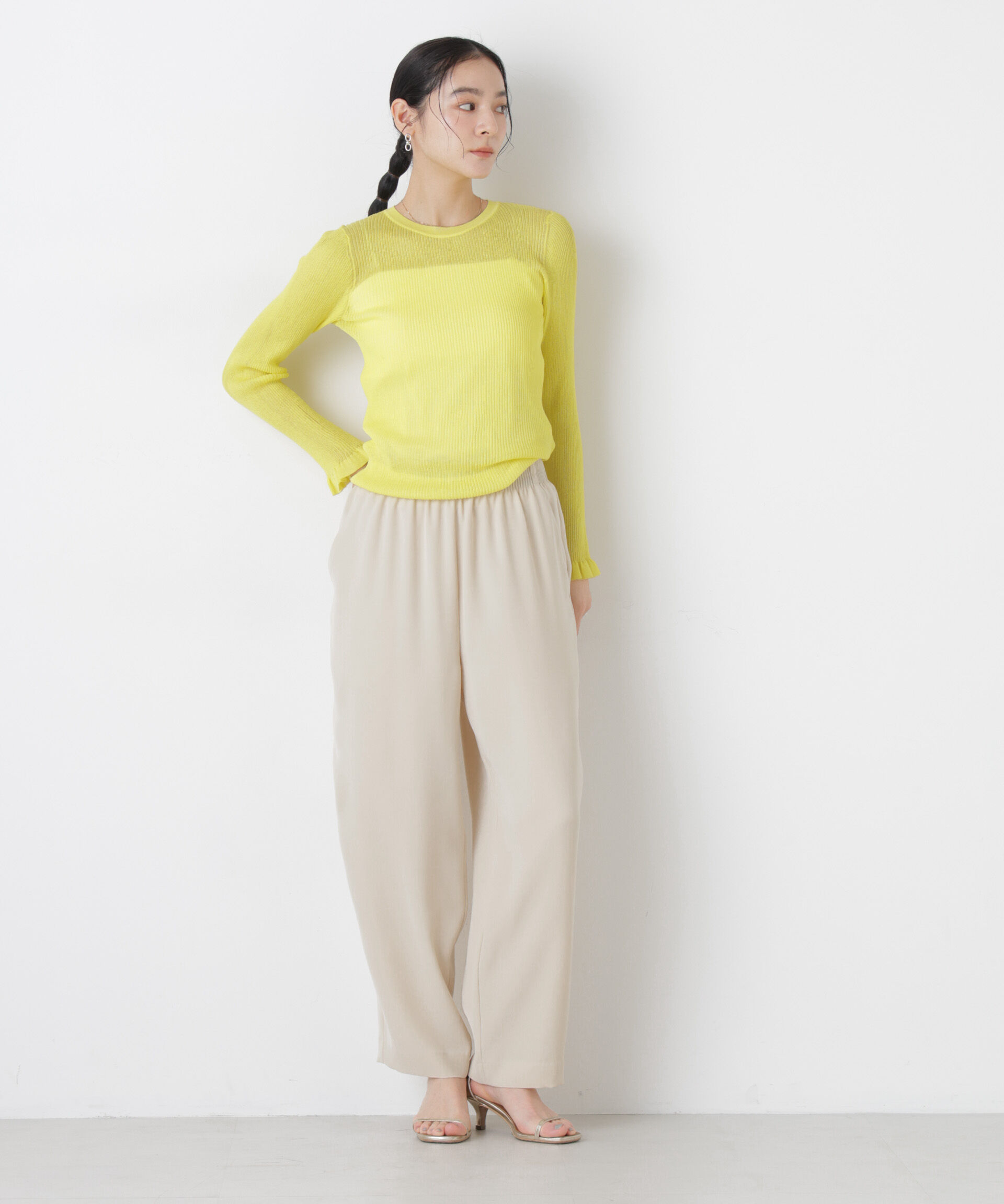 nano･universe「シアーリブフリルカフニット」|ニット・セーター|