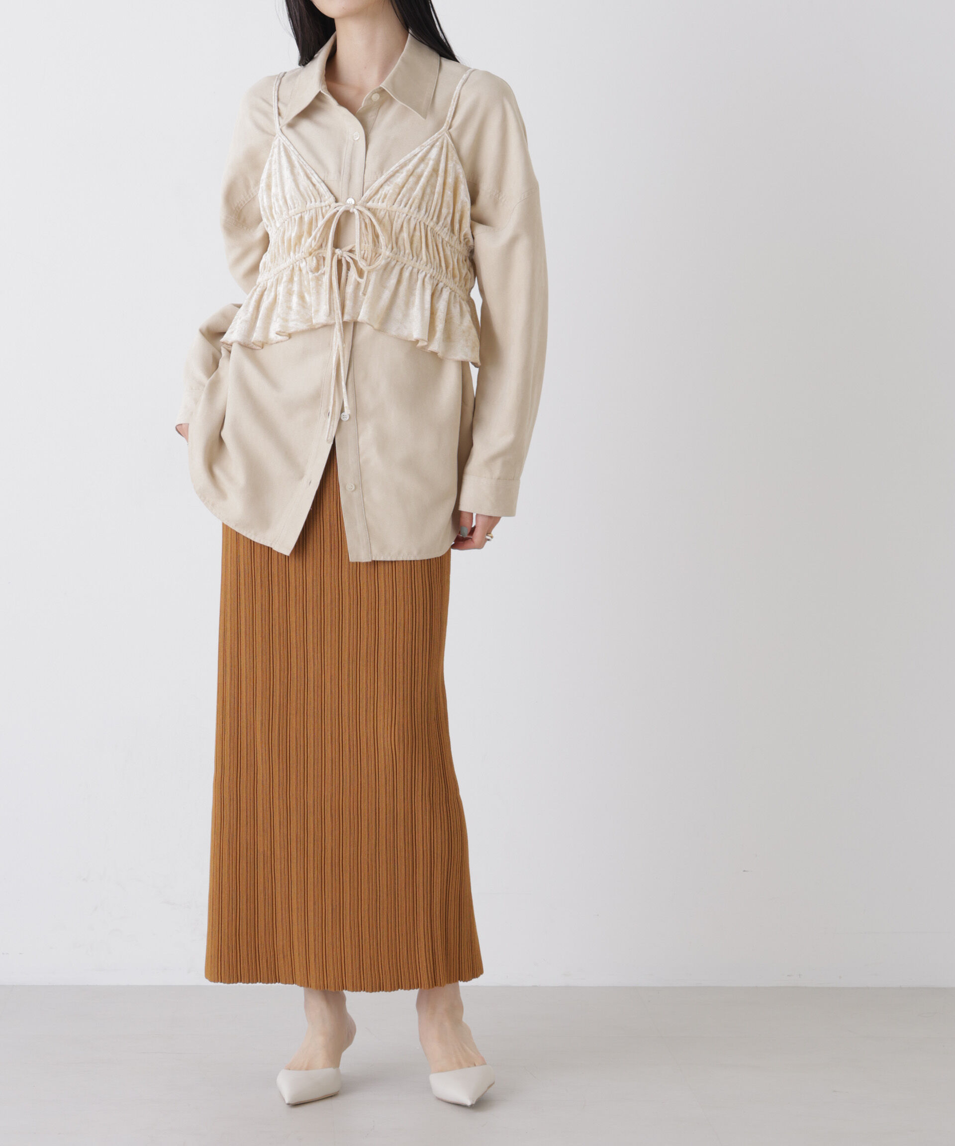 nano･universe「プリーツニットナロースカート(セットアップ可)」|スカート|L.キャメル6