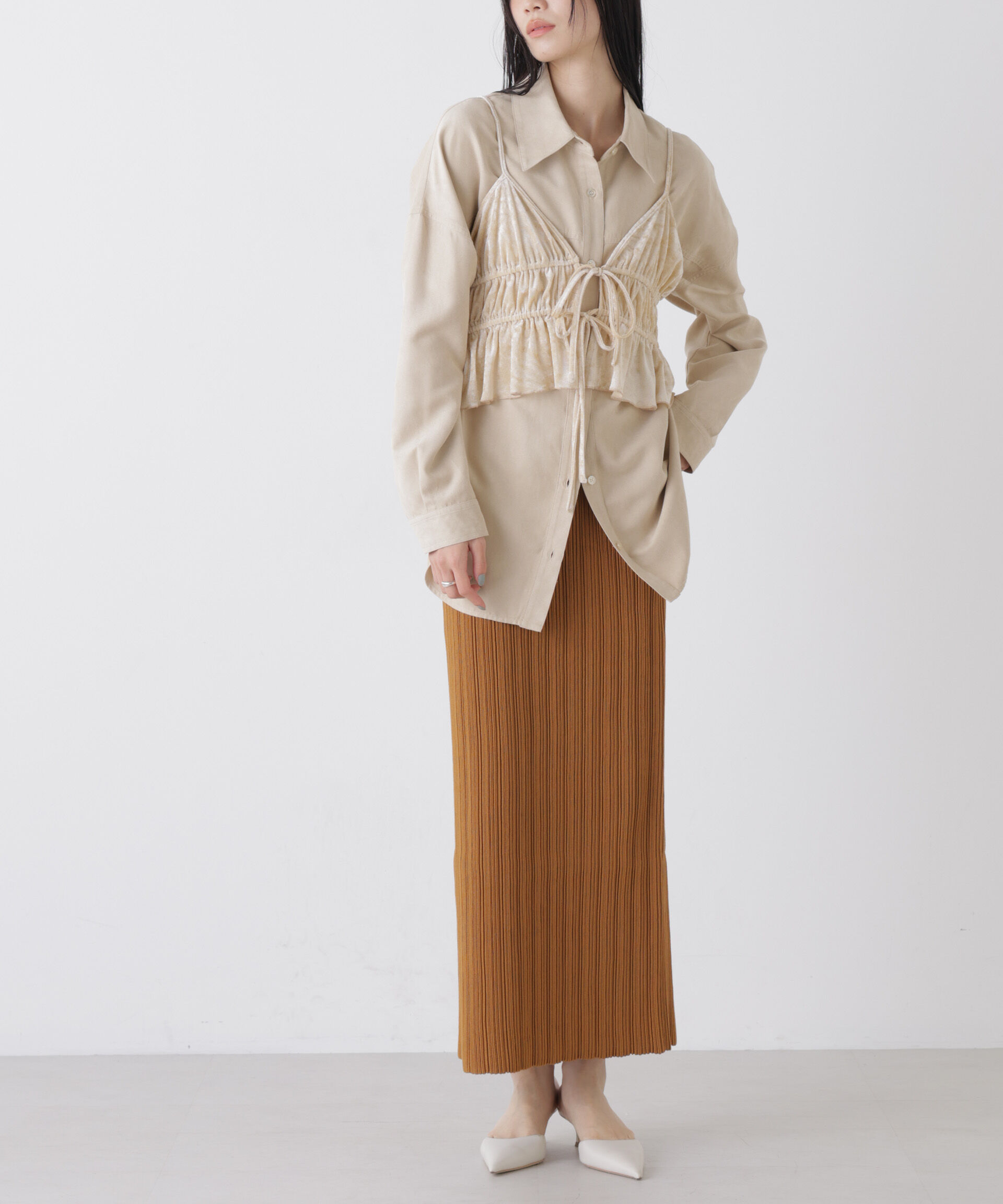 nano･universe「プリーツニットナロースカート(セットアップ可)」|スカート|