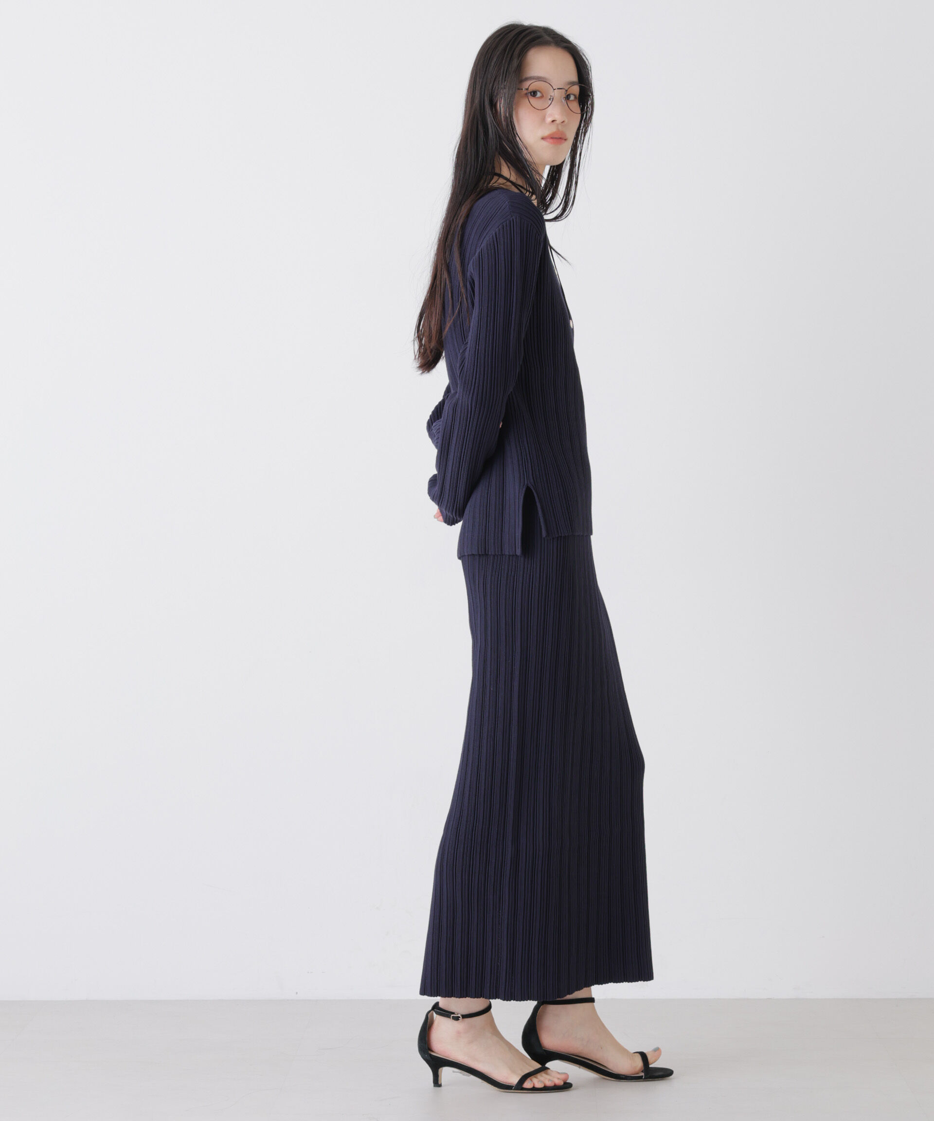 nano･universe「プリーツニットナロースカート(セットアップ可)」|スカート|