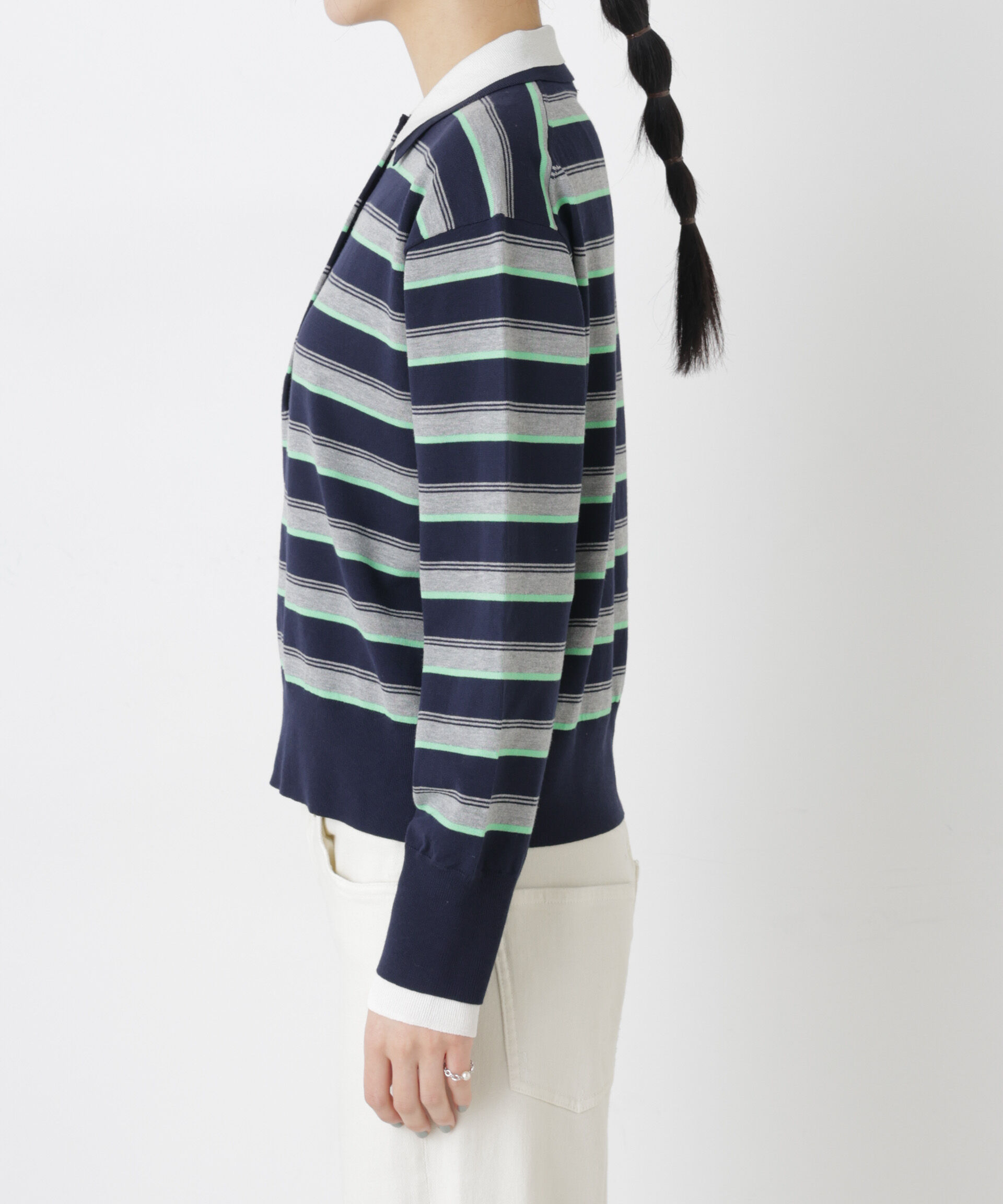 nano･universe「レイヤードライクボーダーポロニット」|ニット・セーター|