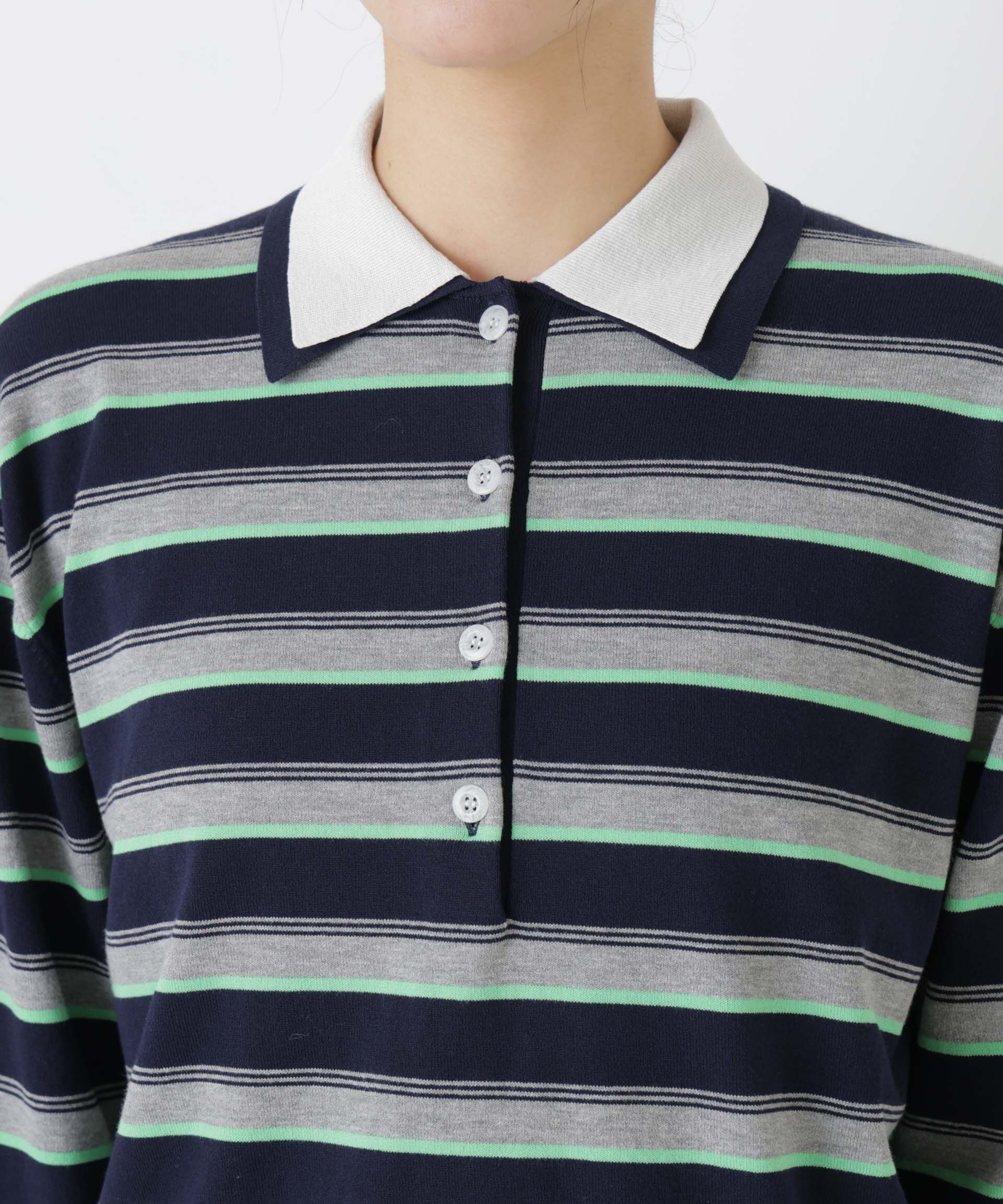 nano･universe「レイヤードライクボーダーポロニット」|ニット・セーター|