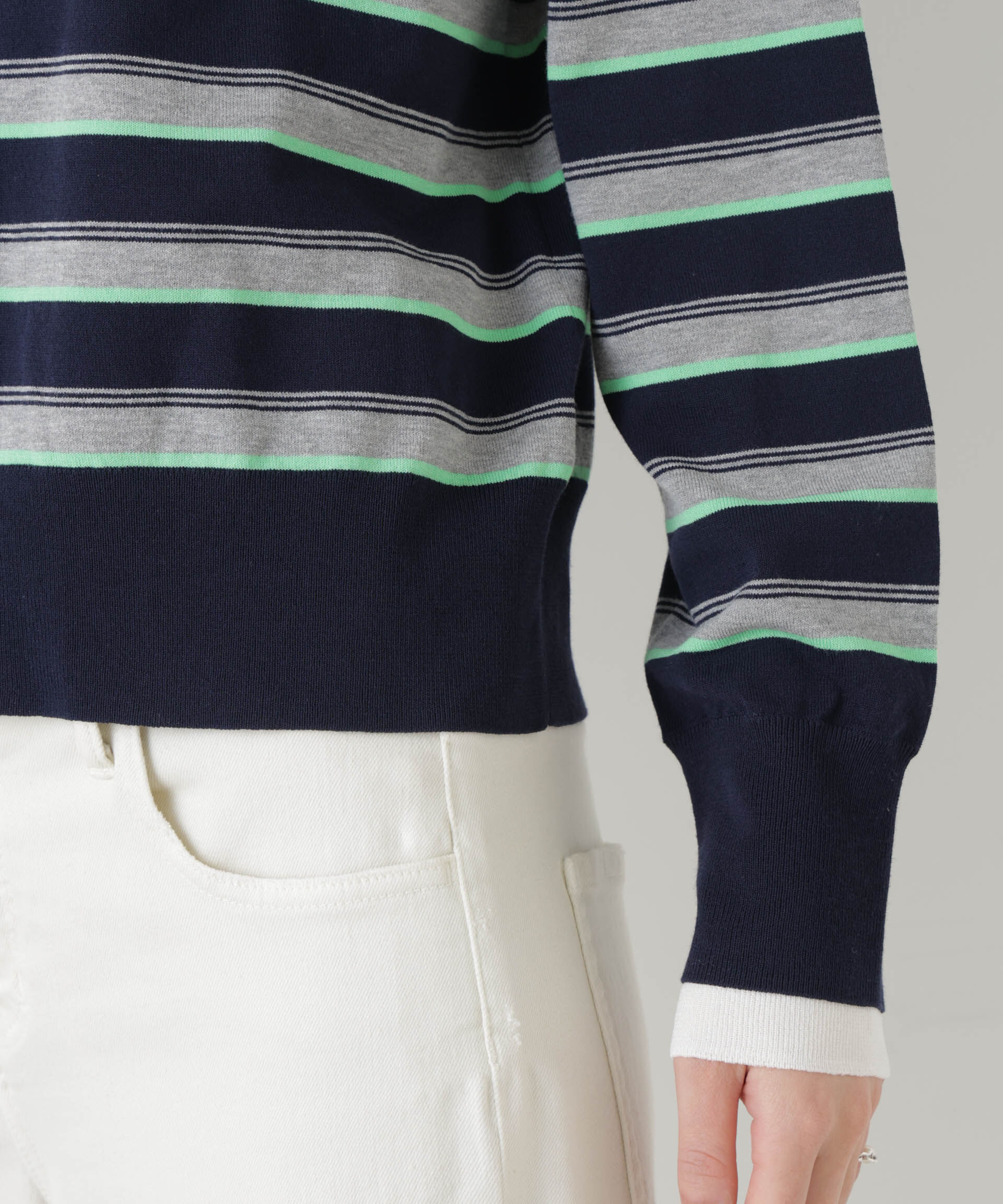 nano･universe「レイヤードライクボーダーポロニット」|ニット・セーター|